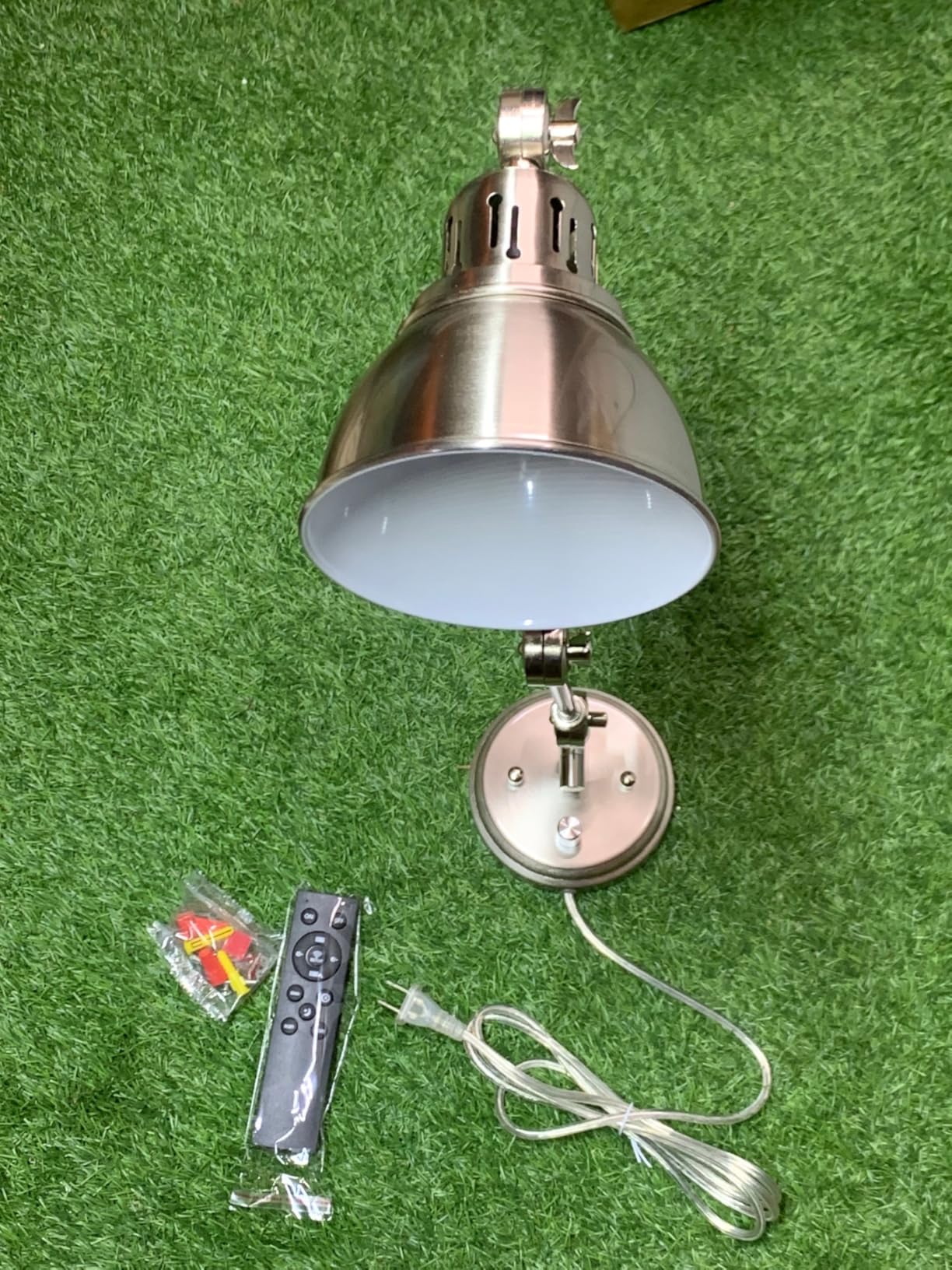GOODATE 1 Pack Plug in Wall Sconce with Remote, Dimmable, Adjustable Colors, Swing Arm Wall Lamp with Timer & Night Light (Brushed Nickel, with Bulb+Remote) customer photo 2