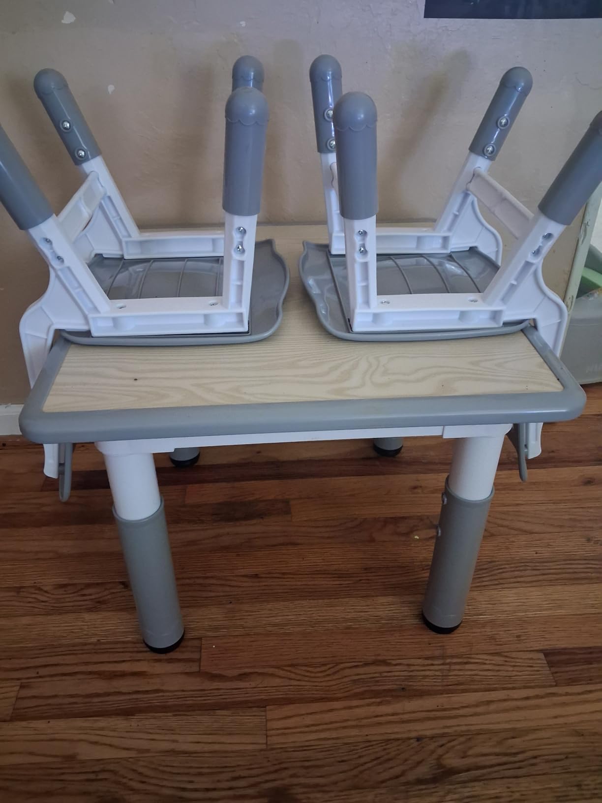 Pterying Toddler Table and Chair Set, Graffiti Tabletop, 2 Chairs, Grey | Adjustable Height, Ages 2-8, for Home Preschool Daycare Drawing Eating Learning and Playing customer photo 1