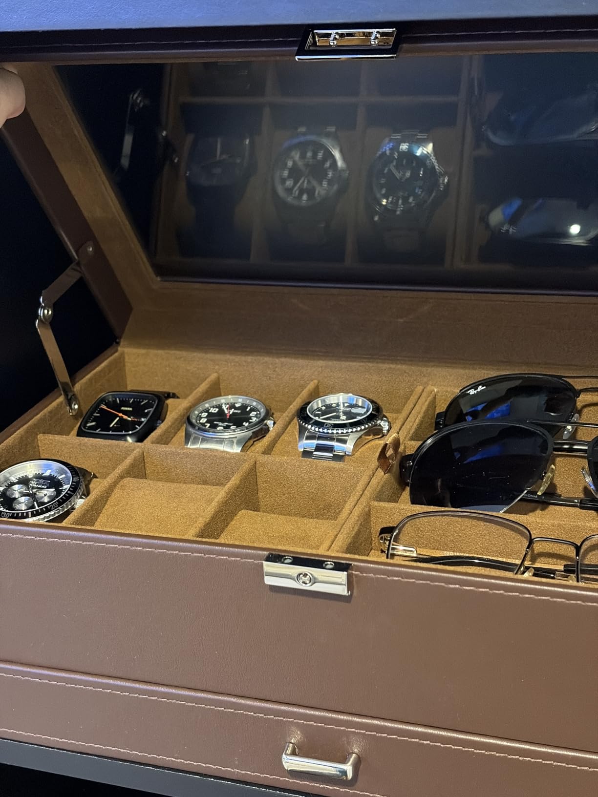 ProCase Men's Jewelry Box with 6-Slot Watch Box and 3-Slot Sunglass Holder customer photo 2