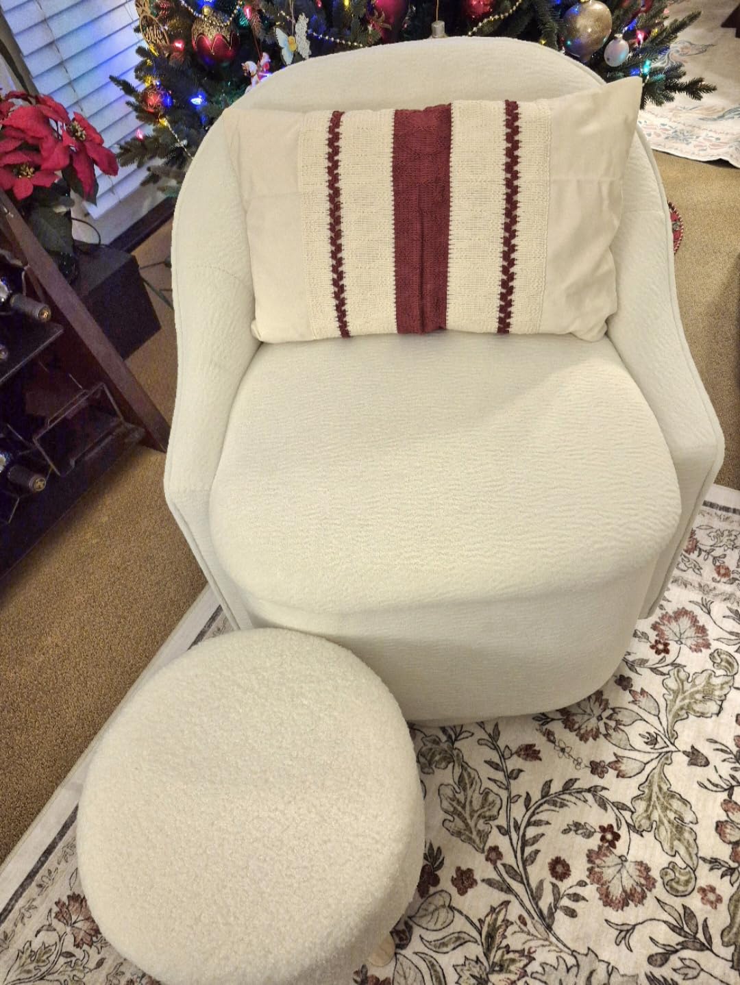 LINSY Swivel Accent Chair Set of 2, Comfy Chenille Barrel Chairs with Storage 360 Swivel Modern Armchair for Living Room Bedroom, Small Boucle Reading Chair for Study Room (Beige) customer photo 2