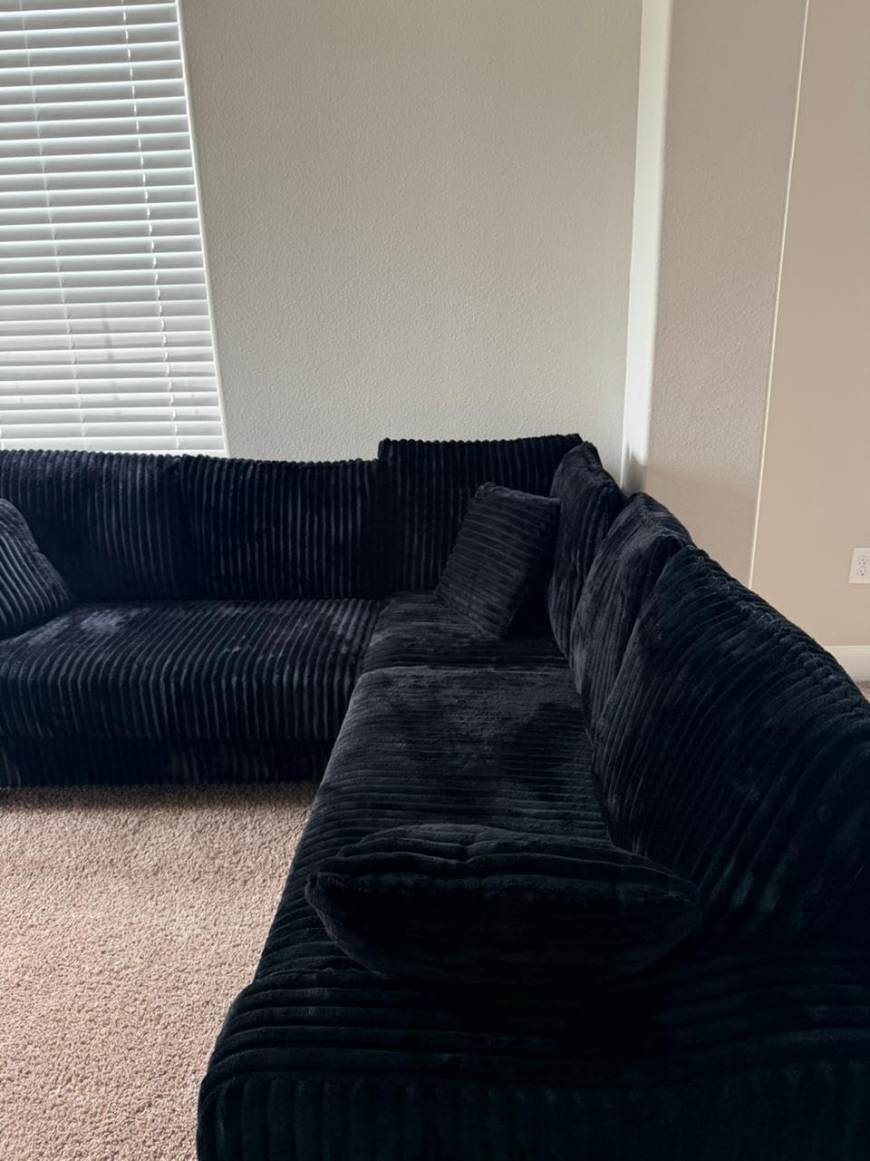 Belffin U Shaped Couch with Reversible Chaises Sectional Couches for Living Room Sectional Couch with Ottomans Corduroy (Black, U Shaped) customer photo 1