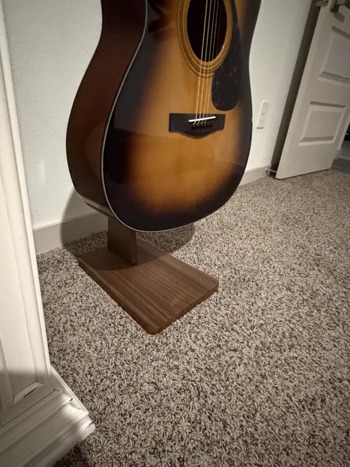 Guitar Stand, Acoustic Guitar Stand Floor, Premium Wood Guitar Stand, Single Guitar Holder Stand for Acoustic Guitar, Electric Guitar, Bass Guitar, Semi Curved Hanging Guitar Stands for Studio, Living Room, American Black Walnut customer photo 2
