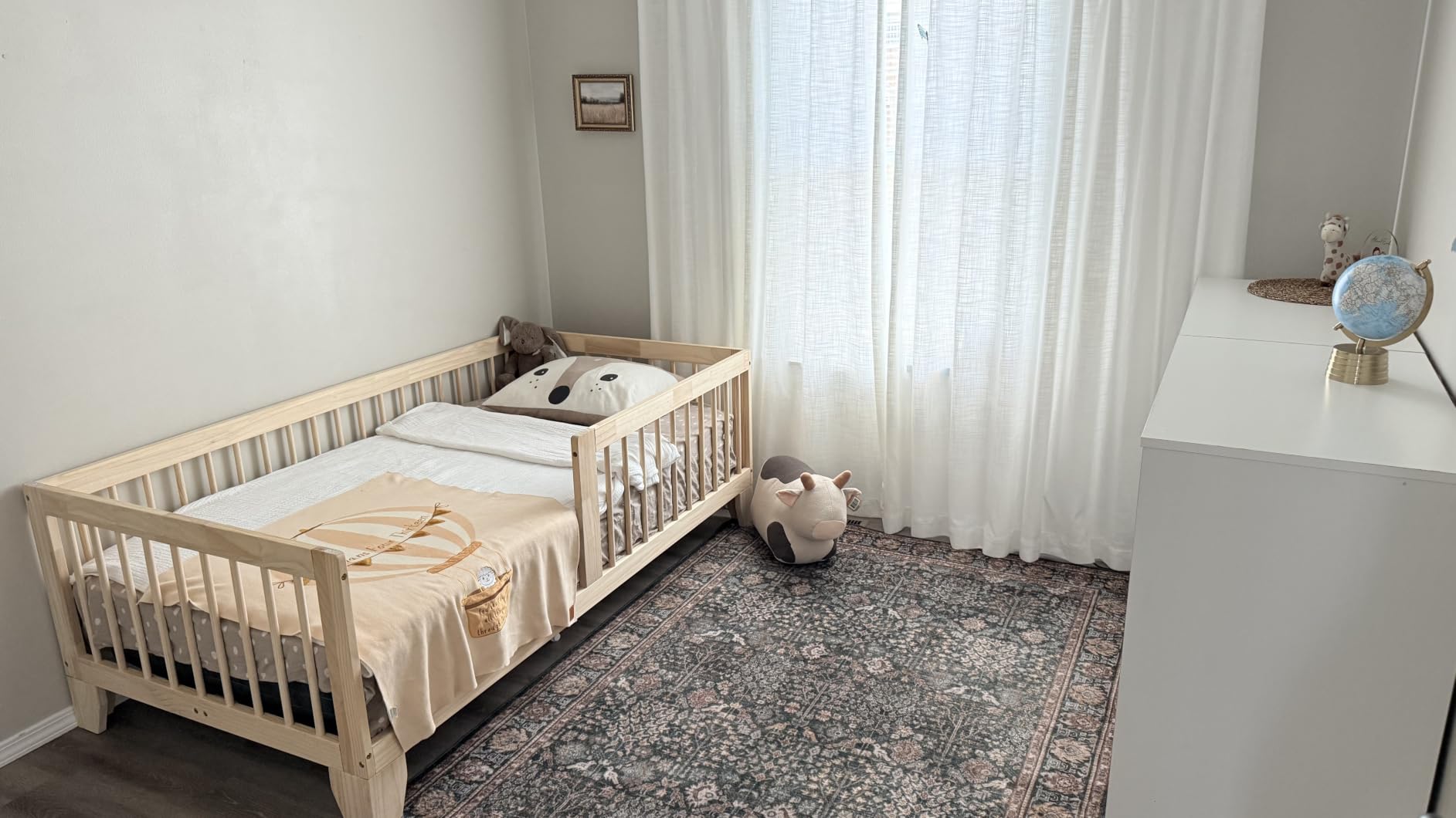 EXPERLAM Montessori Toddler Bed, Variable Twin Floor Bed Frame with Removable Guardrails and Legs customer photo 2