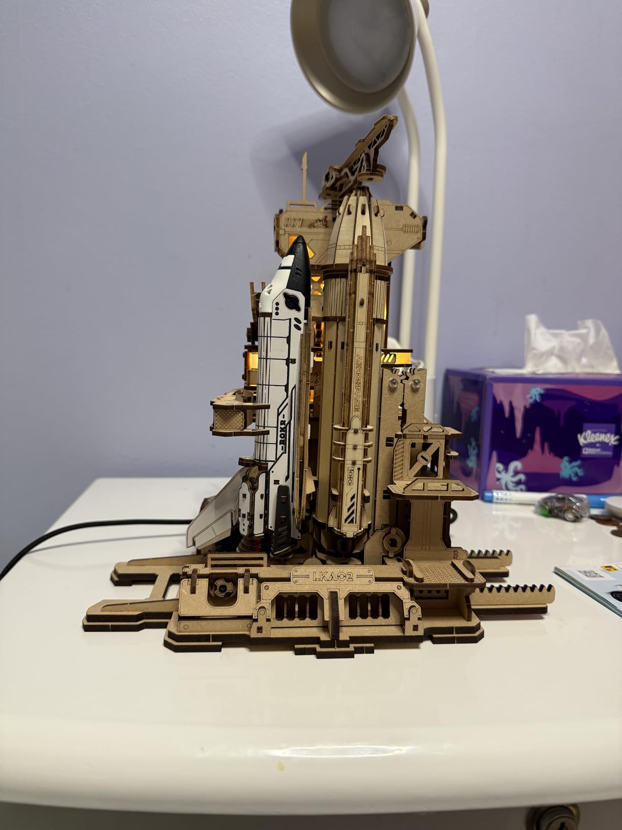 ROBOTIME 3D Space Shuttle Wooden Puzzle for Adults, Dynamic Rocket Launch Model Building Kits with Lights, AS Home Desktop Decoration for Men Gifts (446 Pieces,8 Hours Finished) customer photo 2