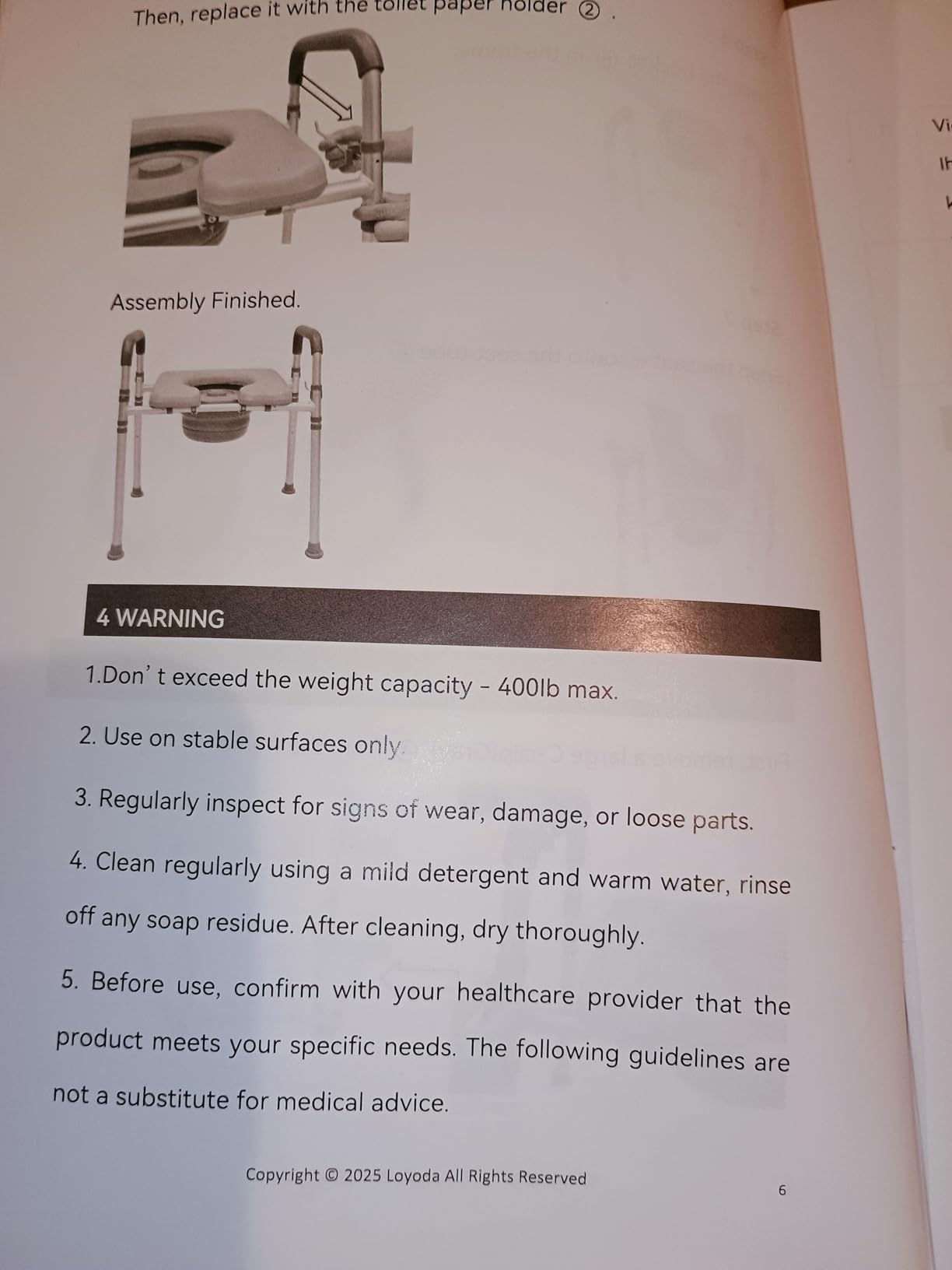 Loyoda Bedside Commode Chair with Bucket for Seniors, Bedside Toilet Chair | Aluminum, Padded Armrests & Seat, Adjustable Height & Width, Portable Commode for Elderly, Disabled, Pregnant, 400 lb, Gray customer photo 2