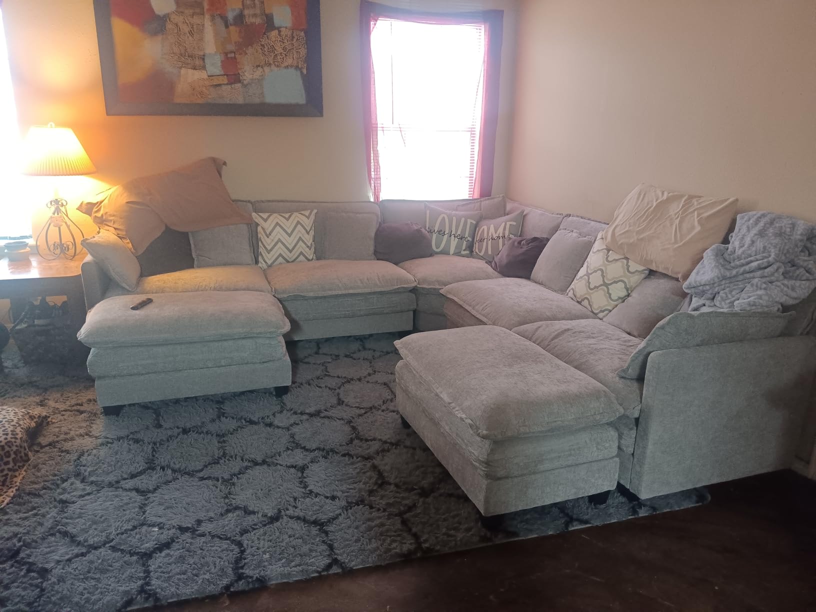 Hanherry Modular Sectional Sofa, Cloud Couch for Living Room, Modern Deep Seat Sofa Chenille Fabric Comfy Couches with Throw Pillows & Movable Ottoman for Apartment customer photo 1