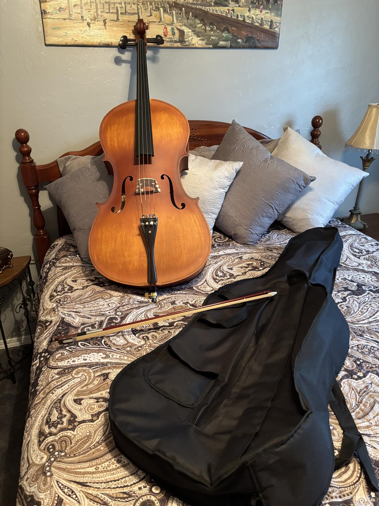Cello 4/4 Full Size, Beginner Cello Instrument for Adults, Acoustic Cello Set with Padded Bag, Extra Strings, Bridge, Bow & Rosin - for Lessons, Home Practice & School Orchestra, Matte Natural customer photo 1