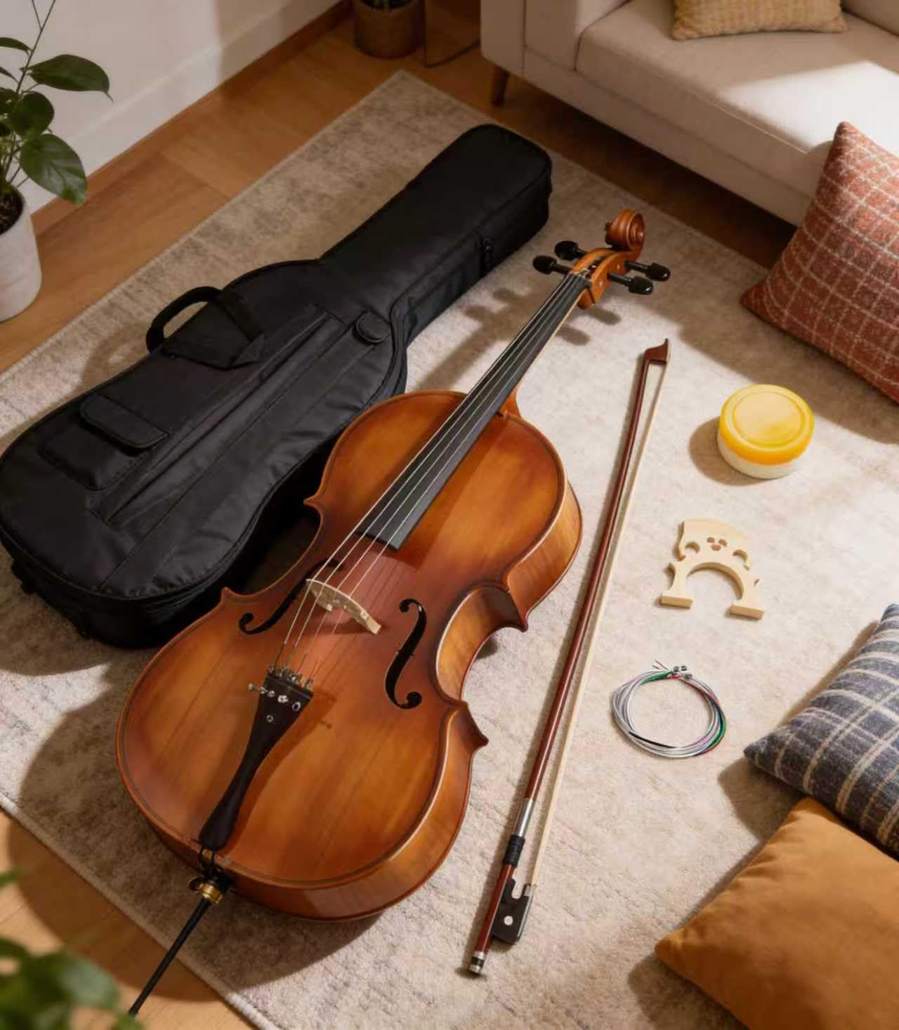 Cello 4/4 Full Size, Beginner Cello Instrument for Adults, Acoustic Cello Set with Padded Bag, Extra Strings, Bridge, Bow & Rosin - for Lessons, Home Practice & School Orchestra, Matte Natural customer photo 2