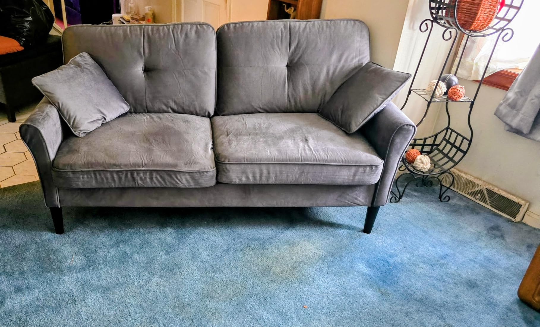 Loveseat Sofa, 69 Love Seat Couches, Comfy Velvet Small Couches (White) customer photo 2