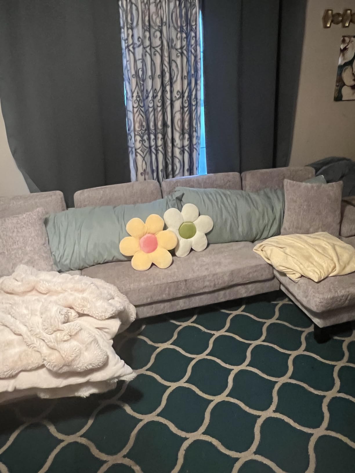 Txtin's Sleeper Sofa with Pull Out Couch Bed | 112 Inch Couches for Living Room | U-Shaped Convertible Sofa Bed | Chenille Dark Grey customer photo 2