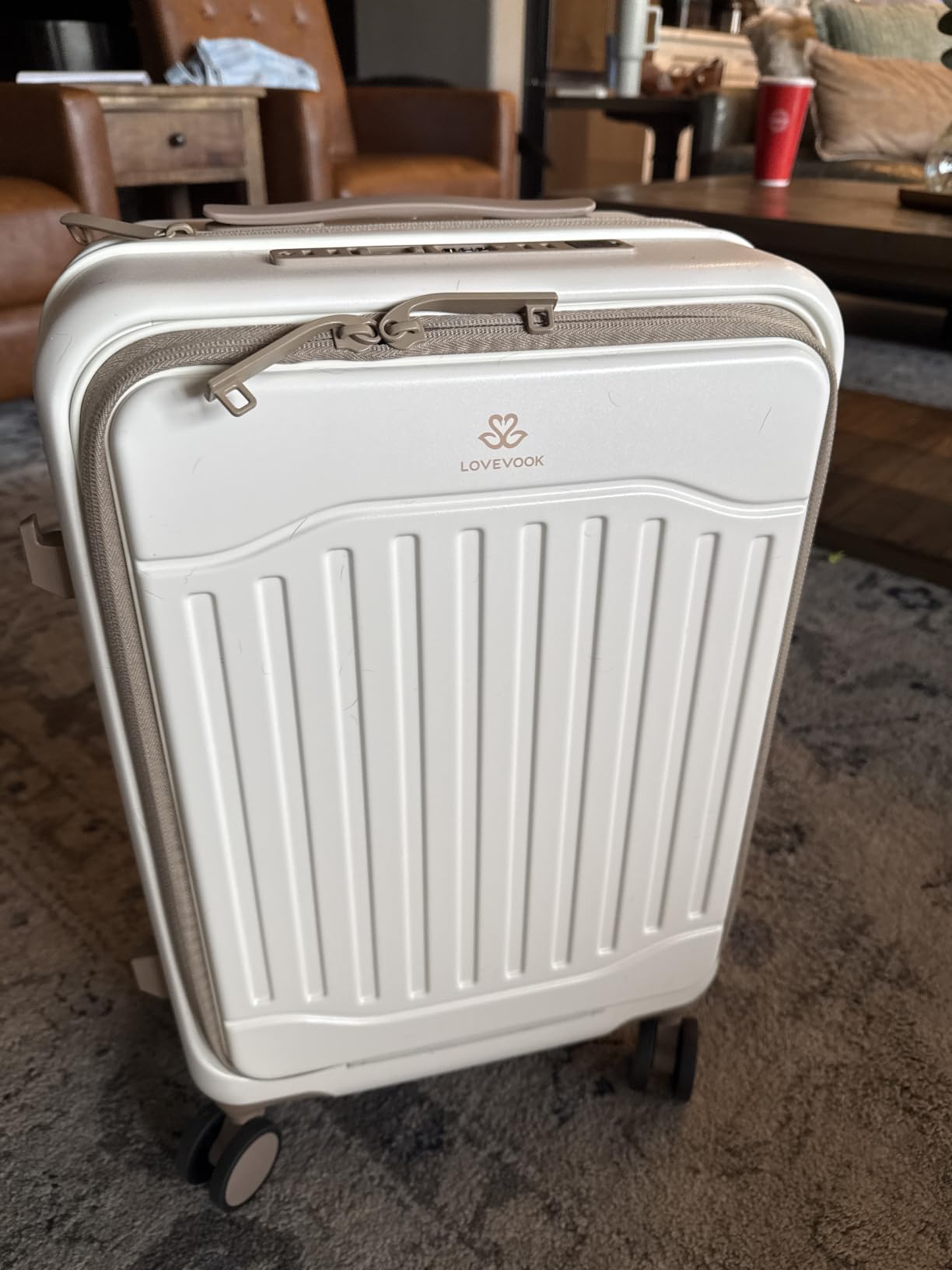 LOVEVOOK Carry On Luggage 22x14x9 Airline Approved, Expandable Hard Shell Suitcase with Spinner Wheels, USB Charging Port & Front Pocket, PC Hardside Rolling Luggage with TSA Lock for Travel customer photo 1