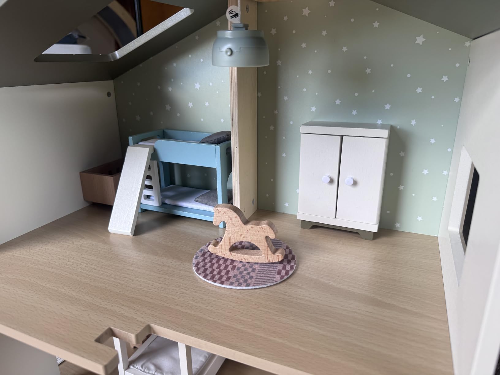 Giant bean Modern Wooden Dollhouse with Lights & 37PCS Furniture Set | Nordic Style 3-Story Playhouse for Kids 3+, Natural Wood Montessori Doll House with Realistic Rooms, Gift for Girls & Boys customer photo 2