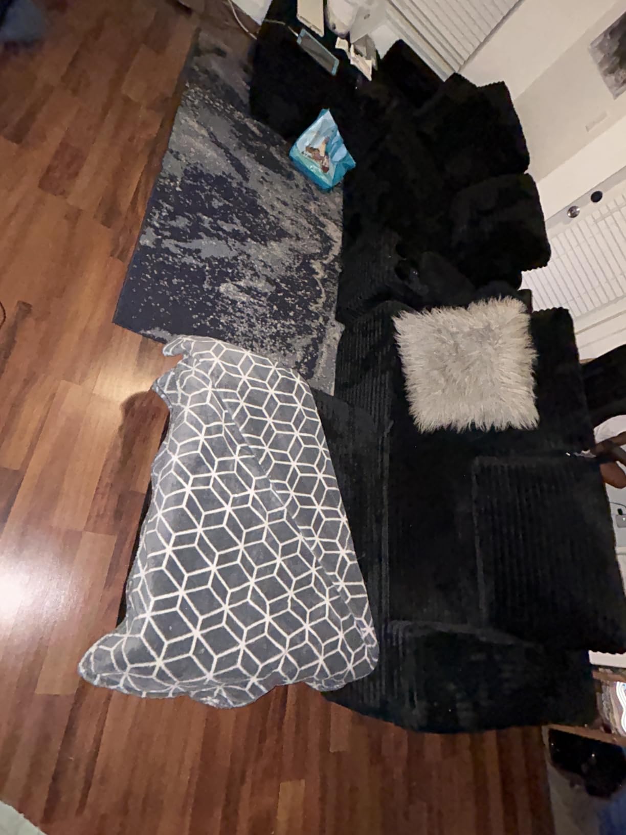 ivoros 150 Inch Modular Sectional Sofa Couch, Oversized Modern Cloud Couch for Living Room, U Shape Couches with 2 Ottomans, USB Ports and Cup Holders, Black Corduroy Boneless Sofas, Sofa in a Box customer photo 1