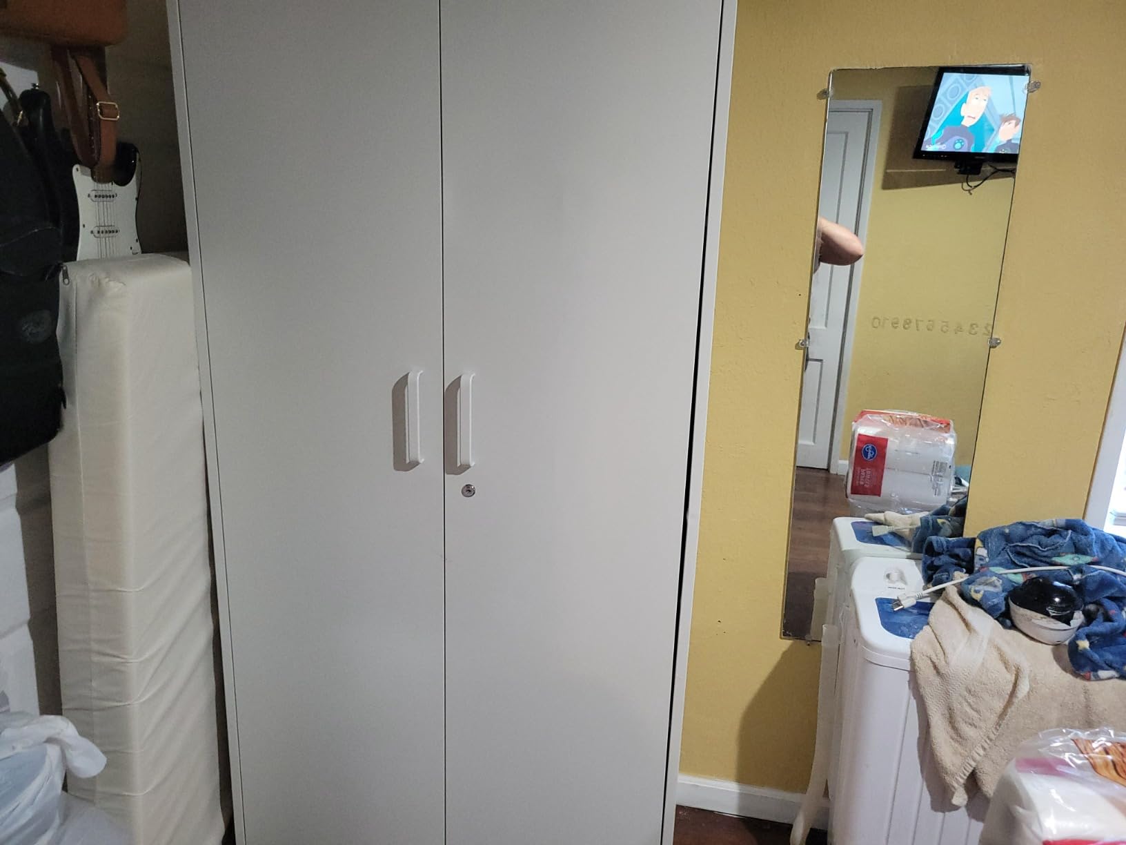 Metal Armoire Wardrobe Closet with 2 Drawers, 18