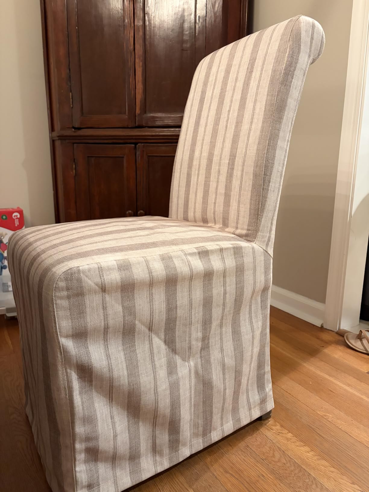 chairus Slipcovered Parsons Dining Chairs Set of 4, Upholstered Dining Room Chairs with Washable Linen Cover & High Back, Modern Farmhouse Wooden Side Kitchen Chairs, Cream White customer photo 2