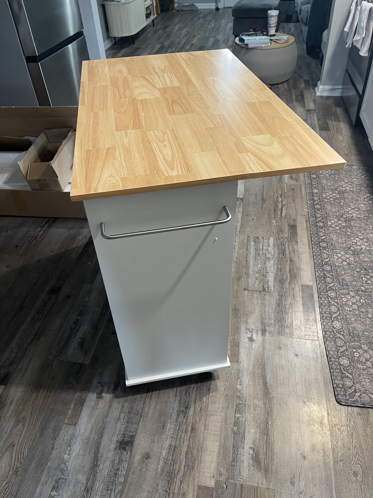 Shintenchi Kitchen Island cart with Storage, Portable Bar Cabinet on Wheels, Rolling Microwave Cart Side Table with Workstation for Kitchen, Dinning Room, White customer photo 1