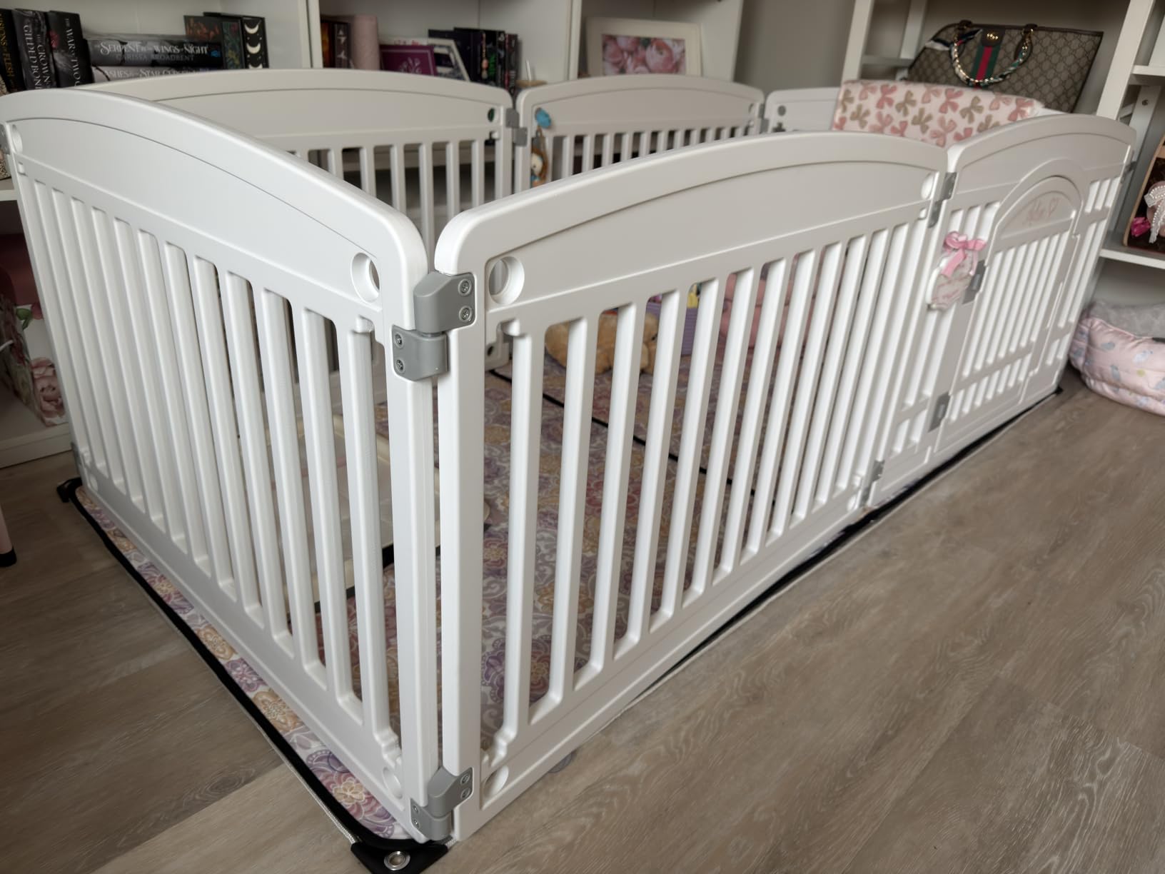 NEWBULIG Dog Playpen 4-Panel, 24IN Puppy Playpen, Stable Dog Play Pen Indoors/Outdoor with Secure Locking Door, Plastic Pet Fence for Small & Medium Dogs customer photo 1