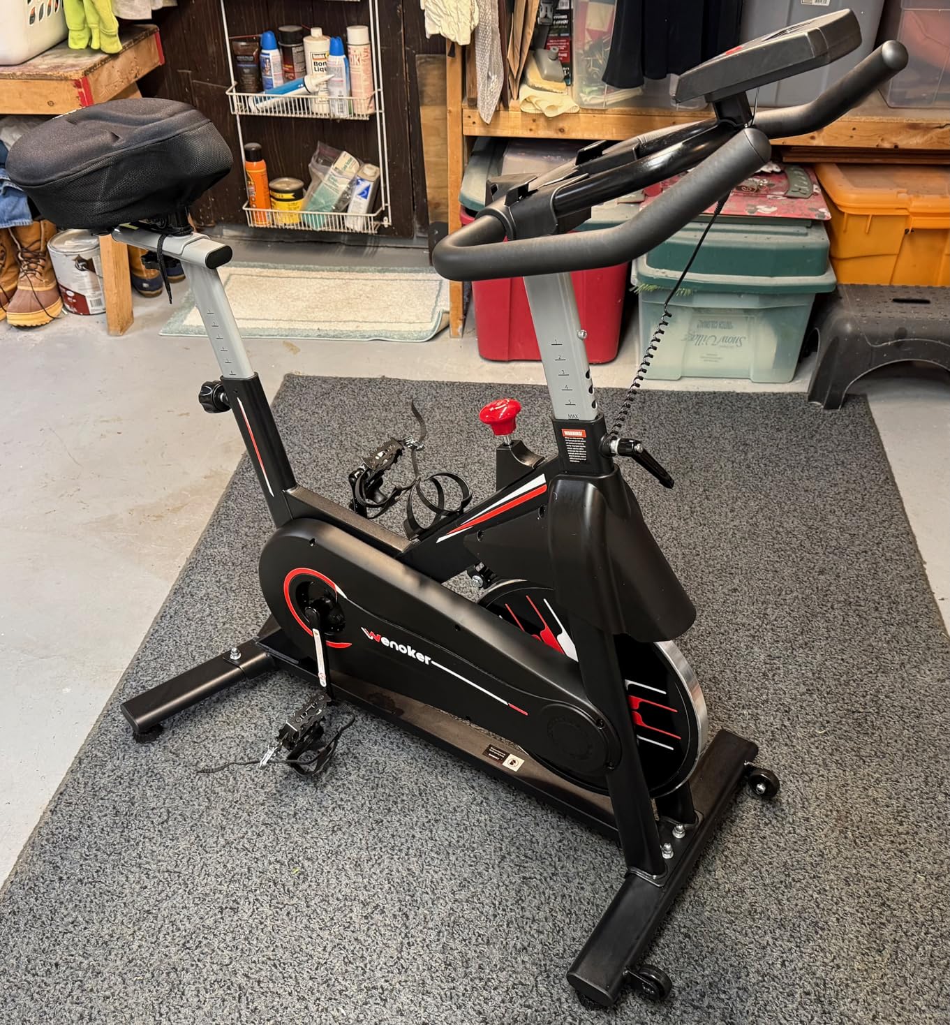 Wenoker Exercise Bike, Indoor Spin Bike with Adjustable Resistance Bluetooth Fitness App, 350 LBS Heavy Duty Frame, Smooth Quiet Belt Drive, Adjustable Handlebars & Seat with Transport Wheels customer photo 2