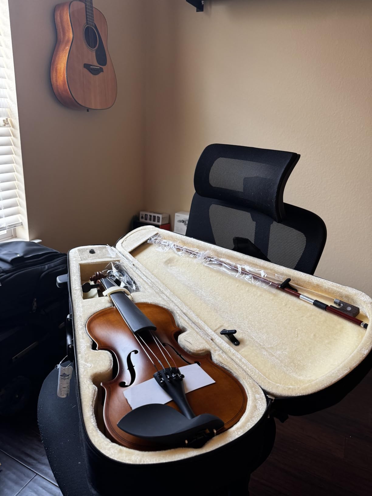 Vetimobato Handmade 4/4 Full Size Violin Set - Matte Finish Body Maple Neck Solid Wood Fittings Complete Kit with Case Bow Shoulder Rest, Strings for Beginners to Intermediate Players customer photo 1