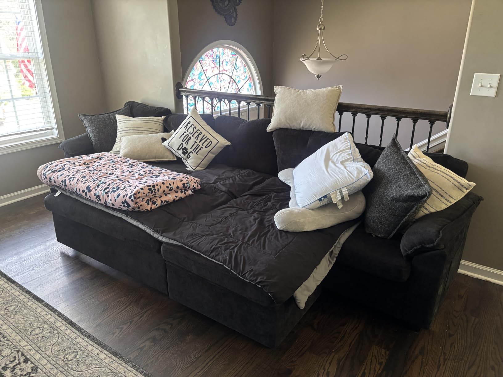 85 Inch Modular Sectional Sofa with Pull Out Bed, Sleeper Sofa, Dark Gray | L Shaped 5 Seat Sectional Couches for Living Room, Cloud Modular Couch with Storage, Pull Out Couch, Removable Sofa Cover customer photo 2