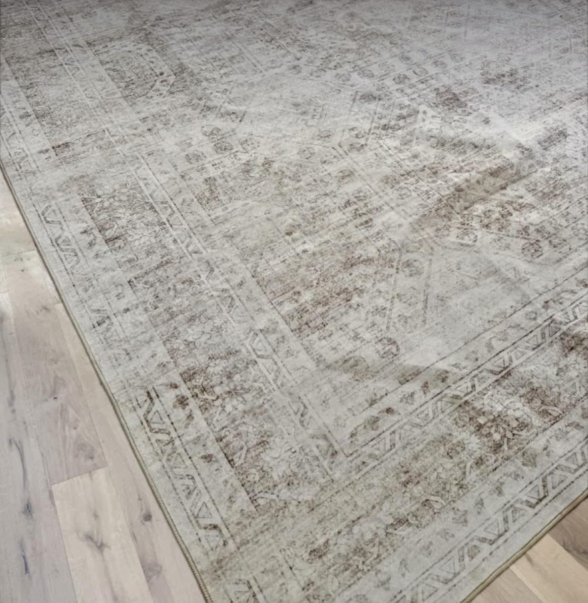 8x10 Area Rugs Living Room: Bedroom Neutral Washable Carpet Beige | Large Vintage Boho Indoor Decor Carpets Soft Nursery Farmhouse Dining Room Office Floor Non-Slip Low Pile Under Table Rug customer photo 1