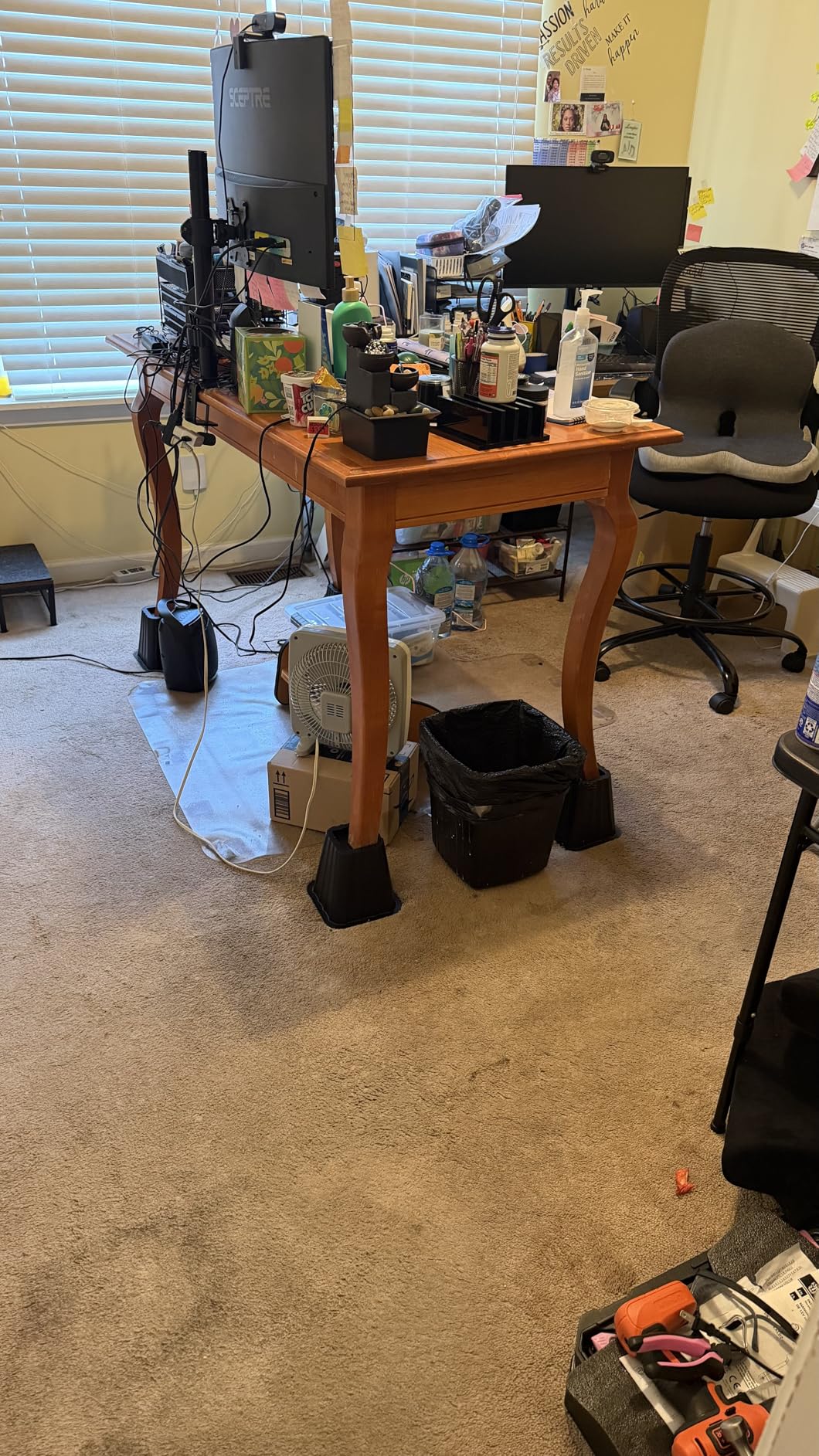 Sweetcrispy Tall Drafting Desk Chair - Ergonomic High Stool Computer with Adjustable Height and Comfy Lumbar Support, Office Rolling Counter with Flip-up Arm and Footrest, Black customer photo 2
