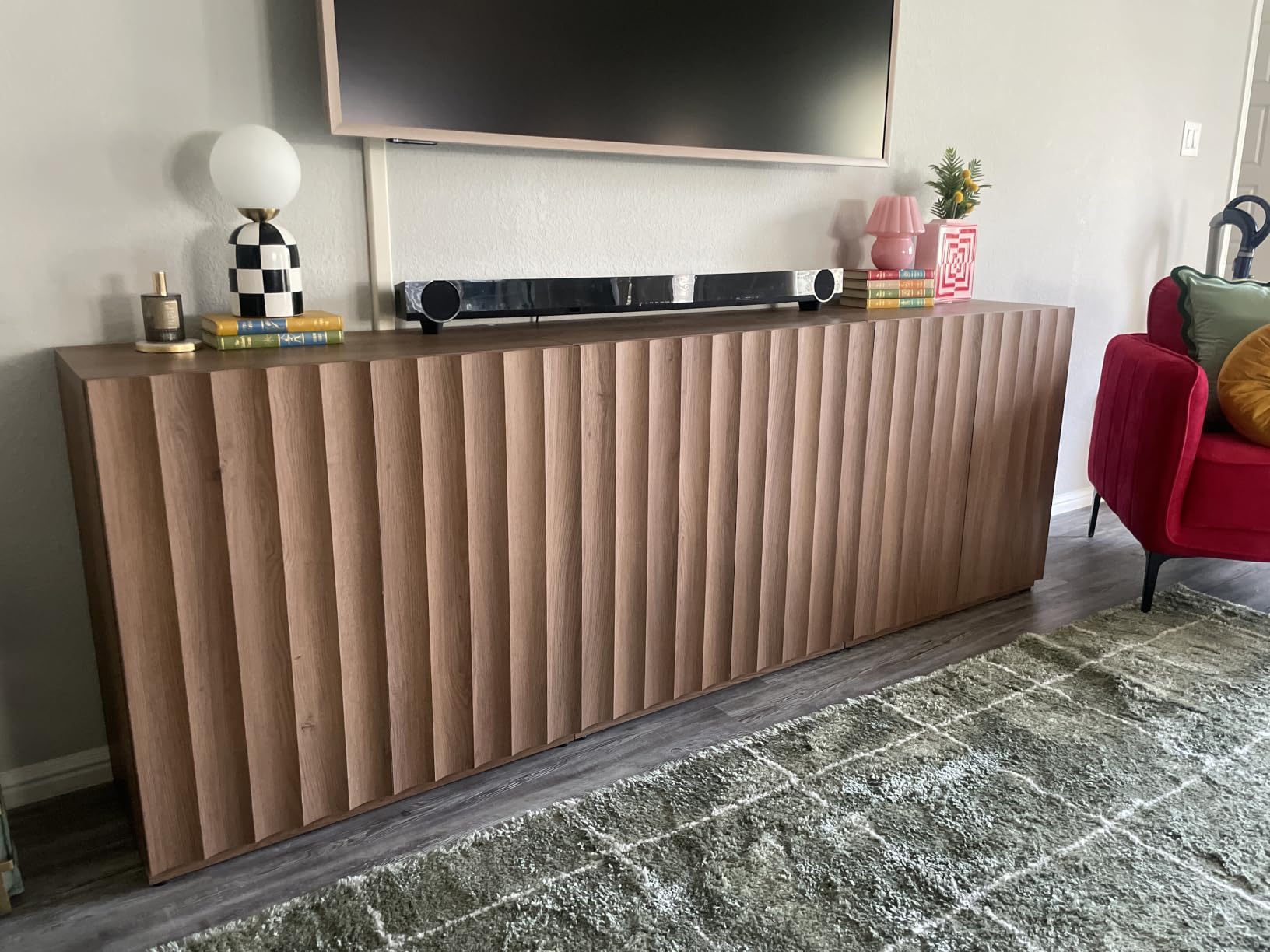 VividVibe Wide Fluted Sideboard Buffet Cabinet with Storage, 94.11