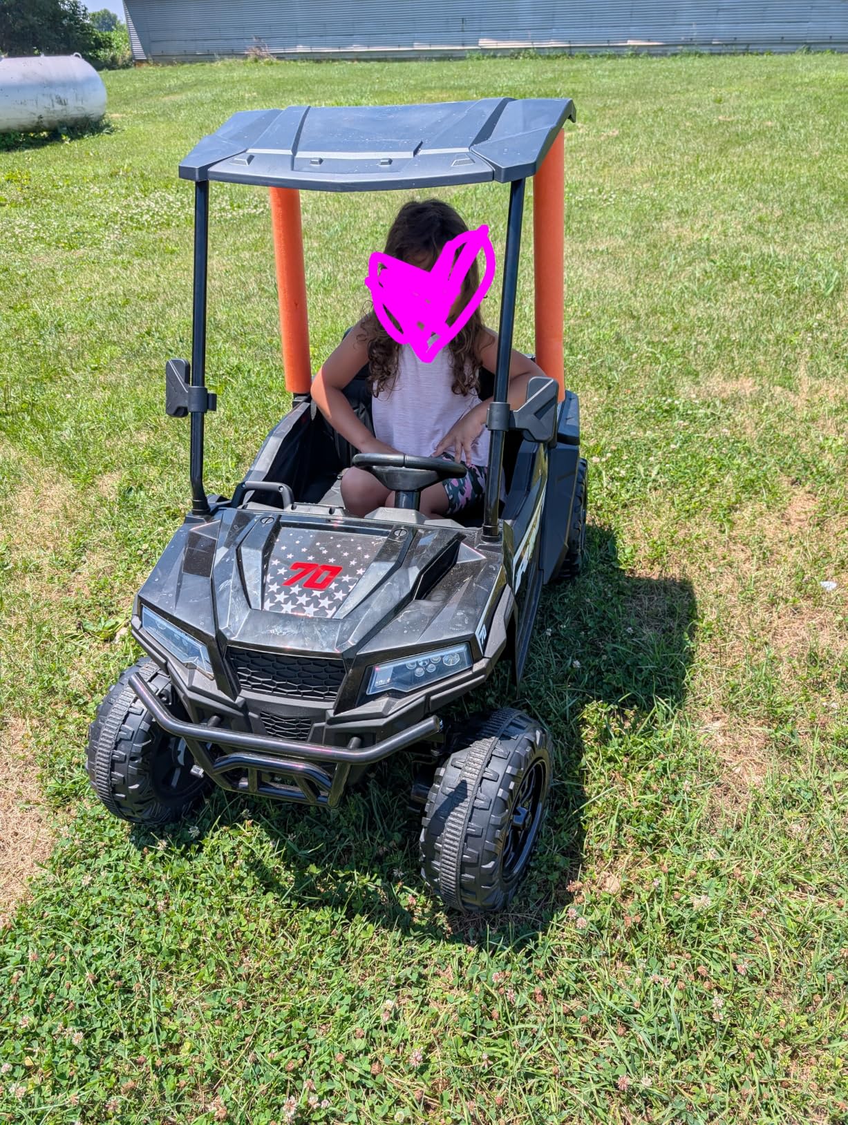 ELEMARA 24V Ride on Toy for Big Kid,Ride on Car 2 Seater w/Sun Shade,Dump Bed & Shovel,4.5MPH,4WD Electric Car for Kids,Battery Car w/Remote,Kids Ride on Truck,3 Speeds,LED Lights,Bluetooth, Hot Pink customer photo 1