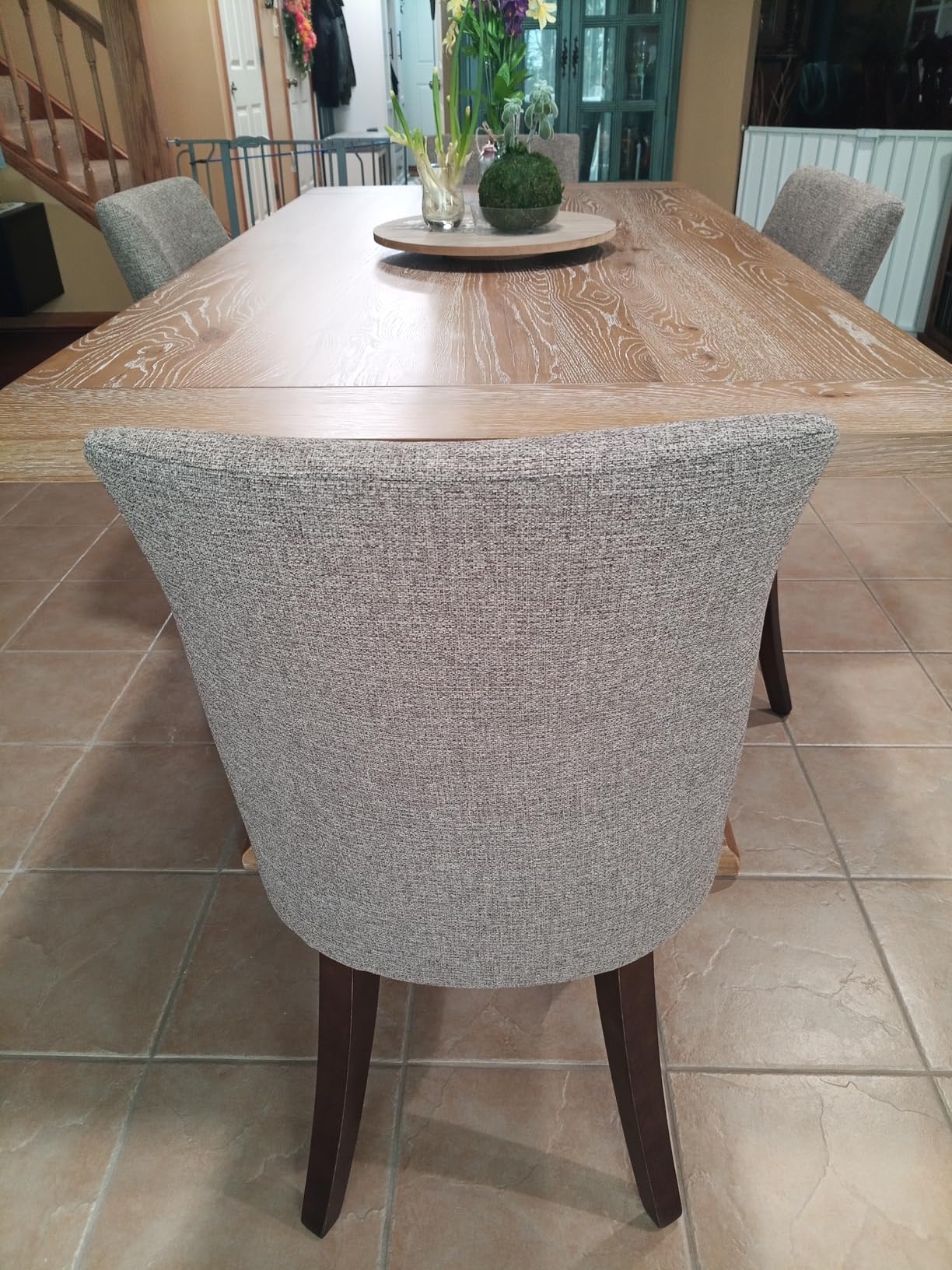 Wooden Dining Chairs Set of 4, Upholstered Farmhouse Fabric Dining Room Chair, Mid Century Kitchen Chair for Restaurant & Cafe, Beige customer photo 1