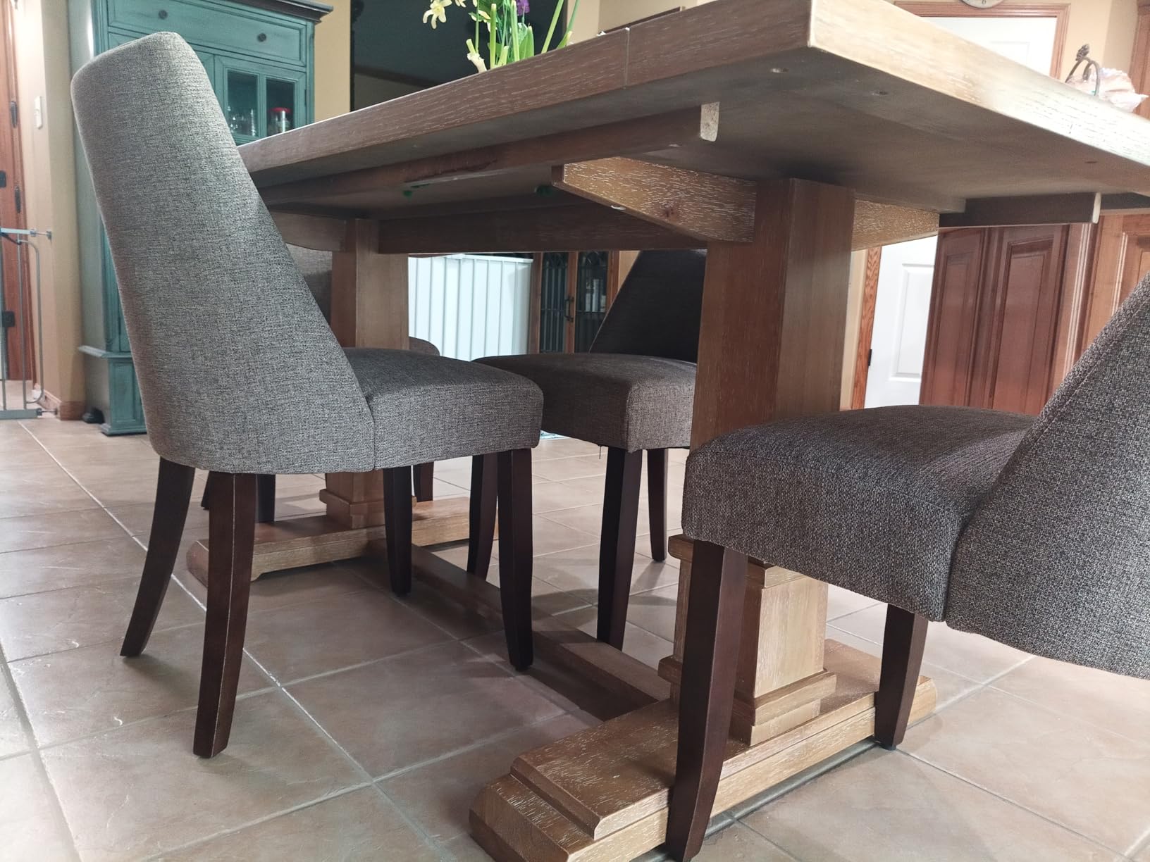 Wooden Dining Chairs Set of 4, Upholstered Farmhouse Fabric Dining Room Chair, Mid Century Kitchen Chair for Restaurant & Cafe, Beige customer photo 2