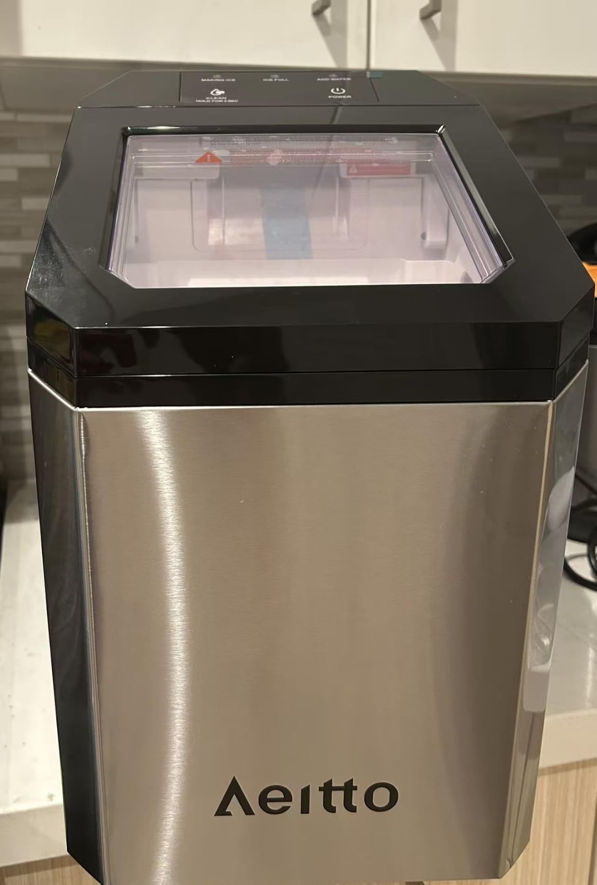 Aeitto Nugget Ice Maker Countertop, 55lbs/Day, Large Capacity Chewable Ice Maker, Rapid Ice Release in 5 Mins, Self-Cleaning with Stainless Steel Housing Ice Machine for Home Office and Party, Silver customer photo 2