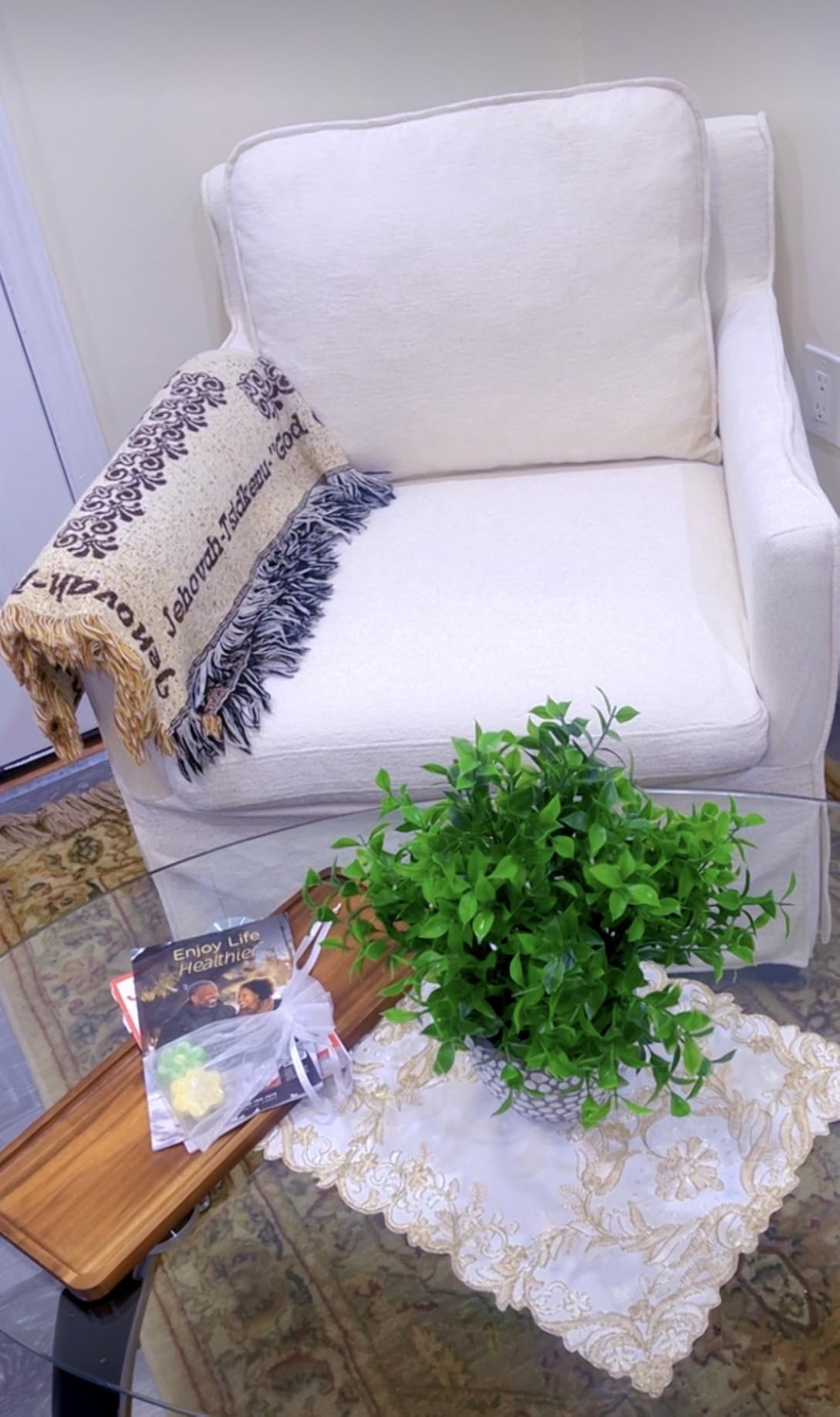KISLOT, Upholstered Barrel Accent Chair, Cream White | Modern Single Sofa with Washable Cover, Living Room, Bedroom, Reading Spaces, Office customer photo 1