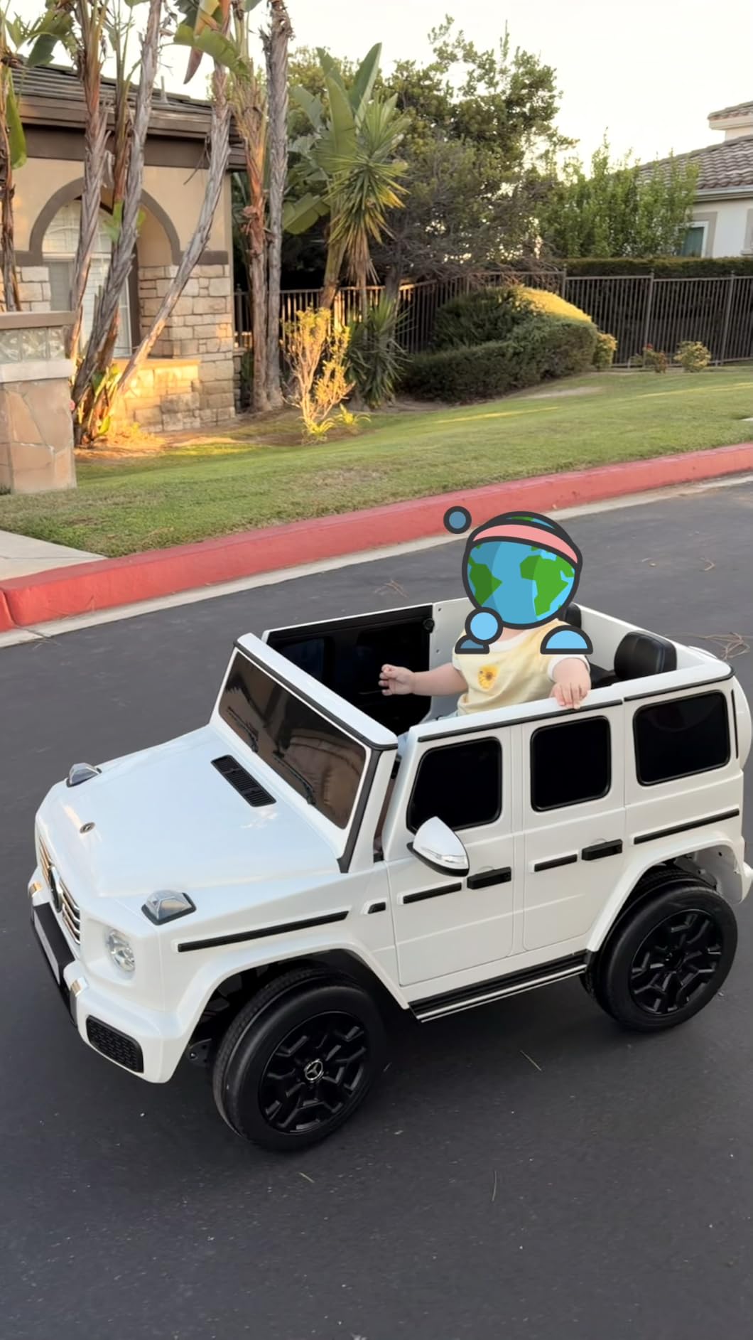 ELEMARA 2 Seater 24v Ride on Toys for Big Kids, Mercedes Benz G-Class G500 Kids Car, Toddler Electric Car w/Remote Control, Electric Vehicle to Drive, Bluetooth, Music & Horn, Low Battery Prompt, White customer photo 1