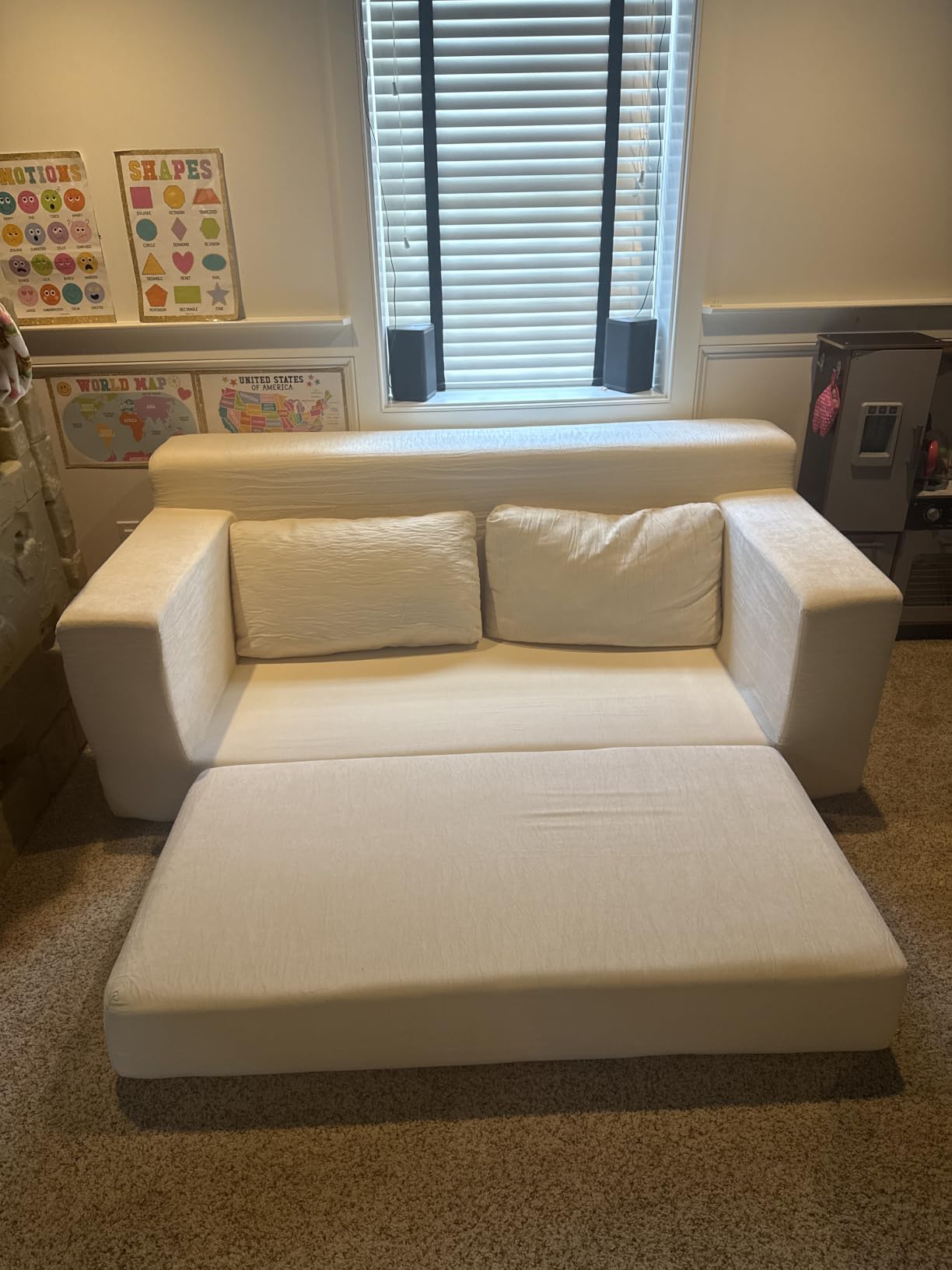 GRUSIGN 71 Boneless Loveseat Couch, Chenille 4 in 1 Folding Sofa Bed (Beige) customer photo 2