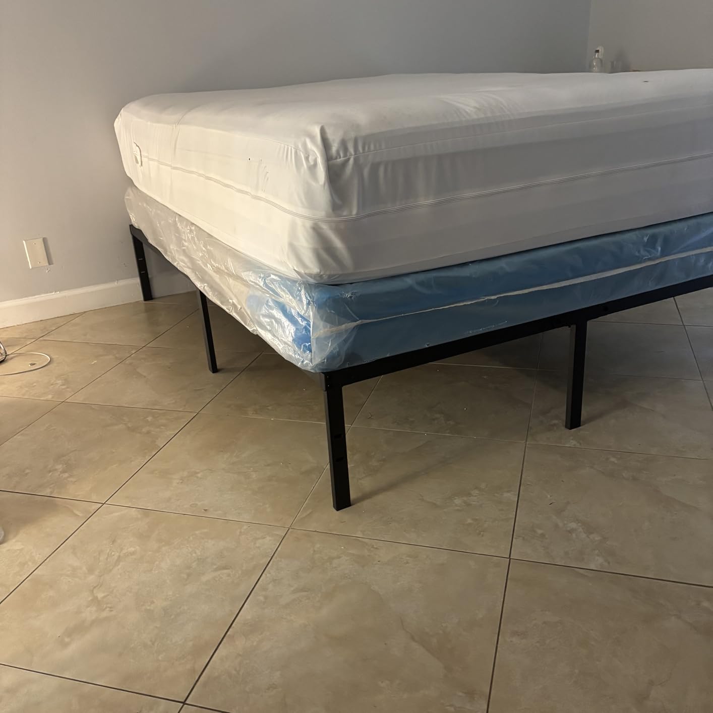 DUMOS Queen Solid Bed Frame Wood 16 Inches, Sturdy Platform Bed with Heavy Duty Wooden Slat Support, No Box Spring Needed, Easy Assembly, Natural Pine customer photo 1