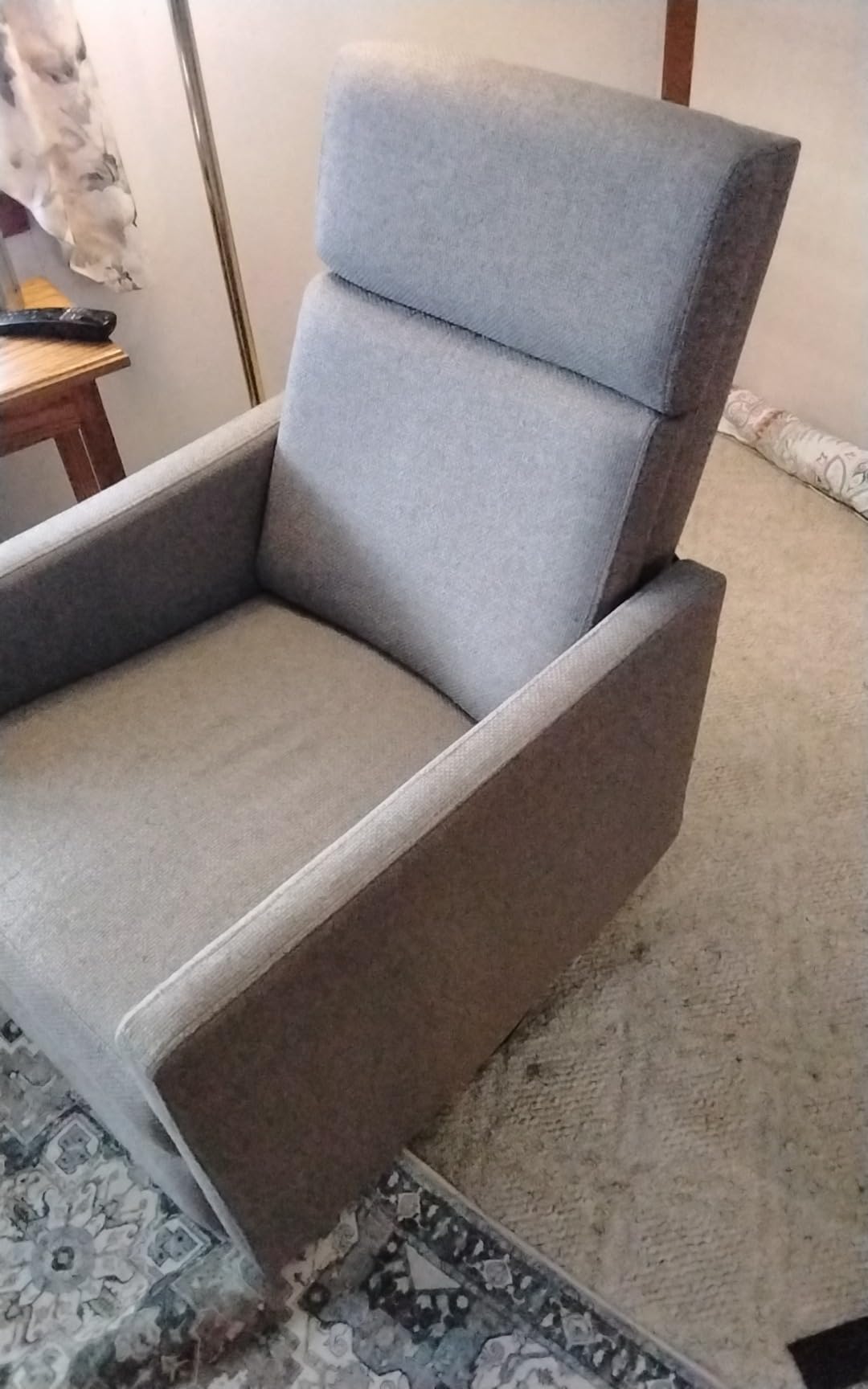 Ketaiyou Rocker Swivel Recliner Chair for Adults, Overstuffed Large Manual Recliner Glider with Massage and Heat, Comfy Soft Fabric Living Room Reclining Sofa Chair (Lime Gray) customer photo 2
