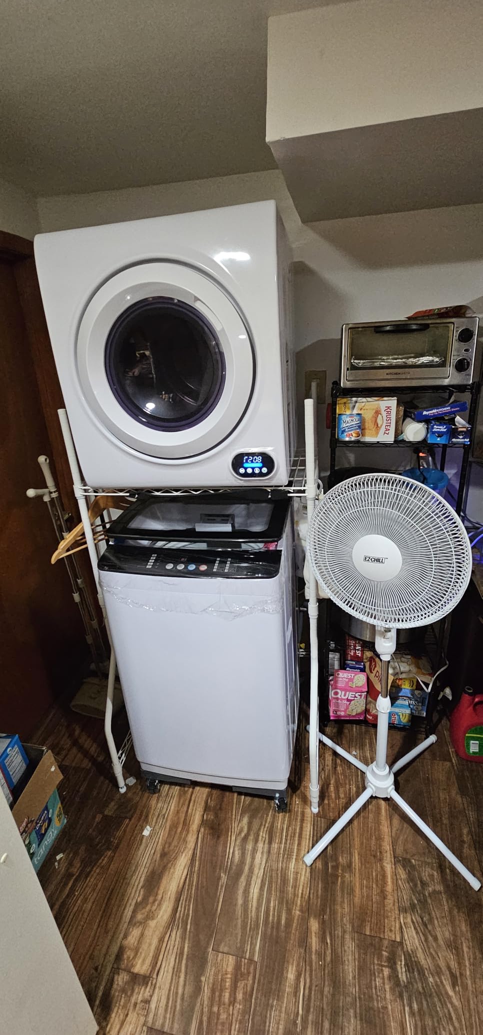 Euhomy 3.5 Cu.Ft. Clothes Dryer, 120V Portable Dryers for Laundry, 1500W, 4 Functions, LCD Control Panel Compact Dryer with Exhaust Pipe, Front Load Dryer Machine, Apartment, Home, RV, White customer photo 1