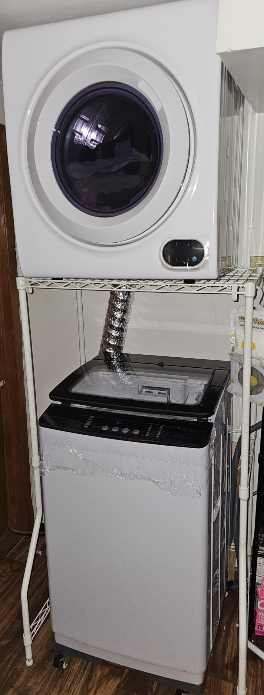 Euhomy 3.5 Cu.Ft. Clothes Dryer, 120V Portable Dryers for Laundry, 1500W, 4 Functions, LCD Control Panel Compact Dryer with Exhaust Pipe, Front Load Dryer Machine, Apartment, Home, RV, White customer photo 2