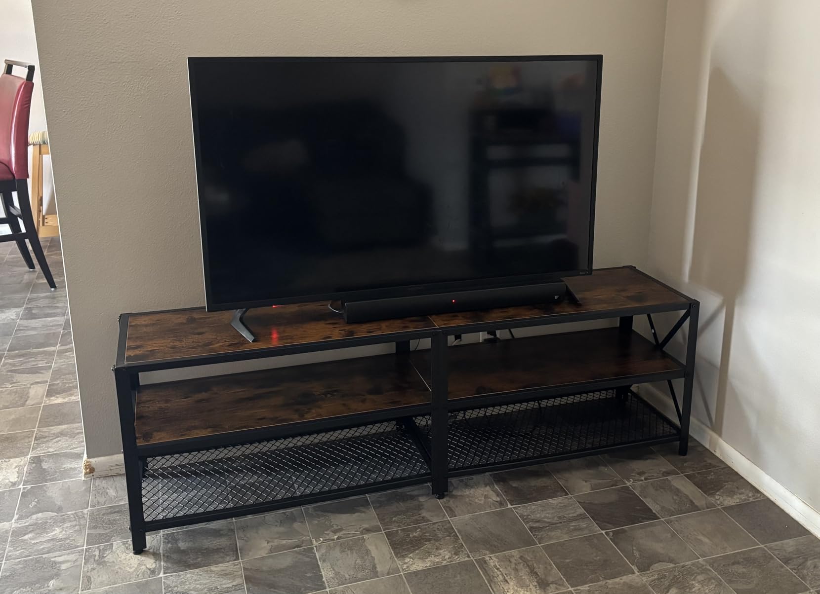 VASAGLE TV Stand for 65-Inch TVs, Mid Century Entertainment Center with Storage, Fluted Sliding Doors, Media Console Table for Living Room, Bedroom, Chestnut Walnut ULTV633K101 customer photo 2