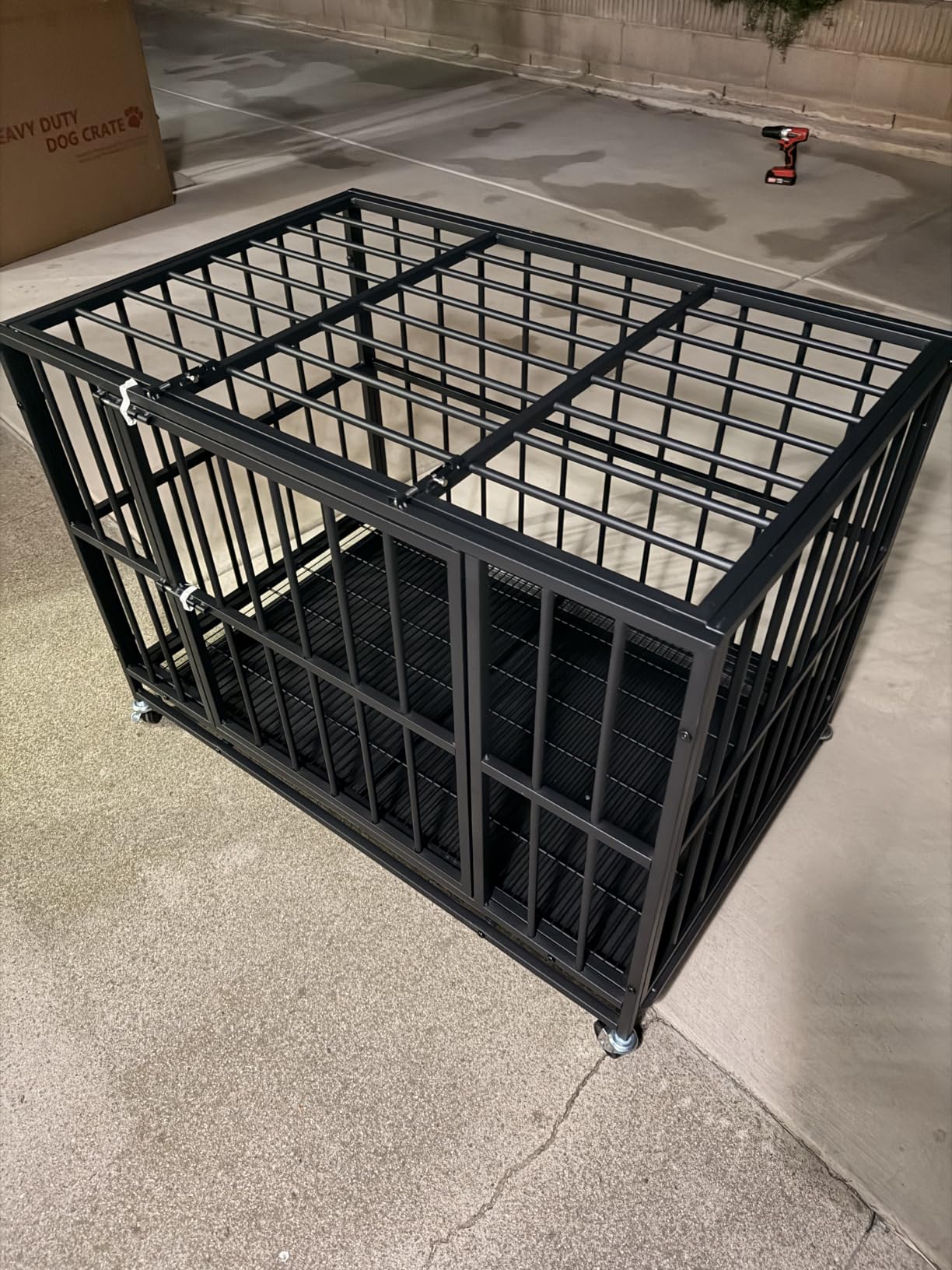 48 Inch Heavy Duty Dog Crate, Escape-Proof, Kennel for Large Dogs | Heavy Duty Steel, Chew-Proof, Dual Doors with Escape-Proof Locks, Removable Easy Clean Tray, Locking Casters, Easy Assembly customer photo 1