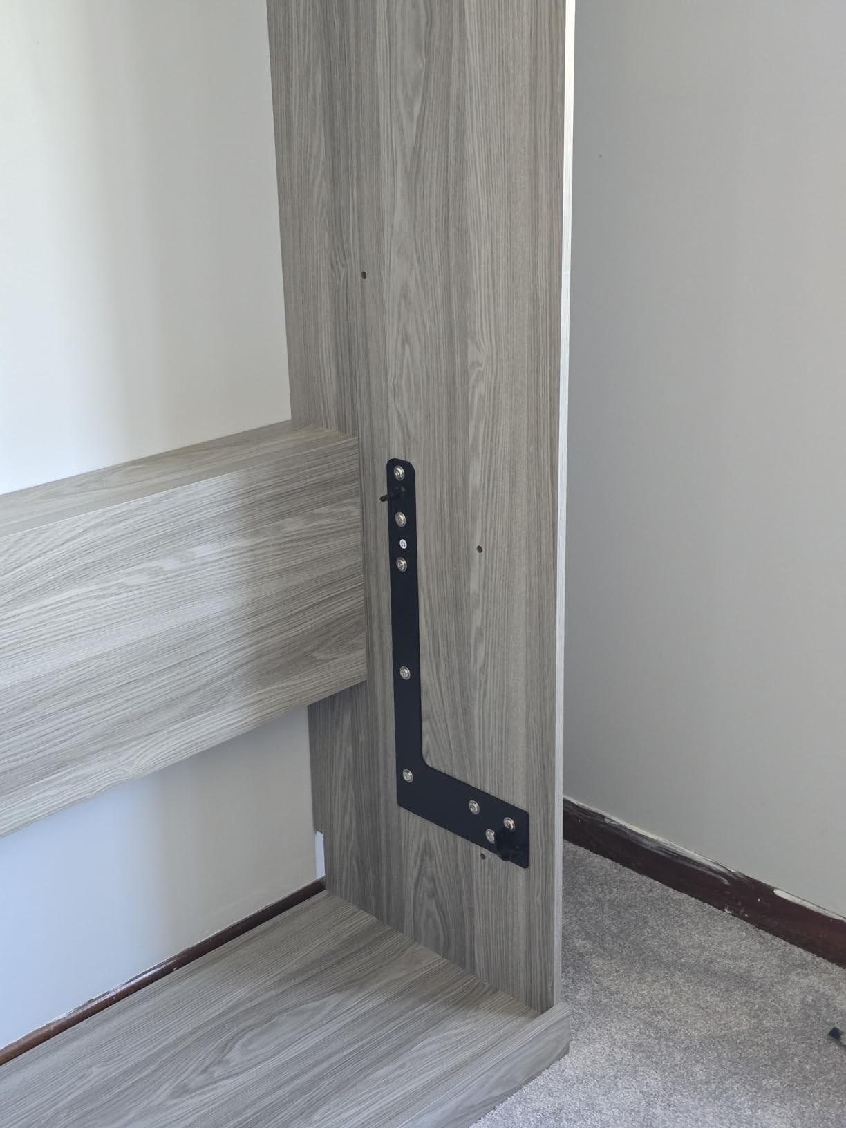 RuiSiSi Queen Size Murphy Bed with Desk, Wood Hideaway Wall Bed Cabinet with Storage Shelves, Space-Saving Vertical Murphy Bed with Gas Struts for Guest Room Bedroom Home Office, White customer photo 2