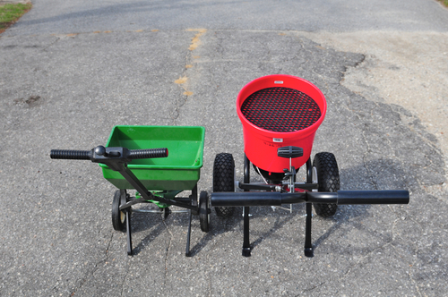 EarthWay 2150 Commercial 50 LB Broadcast Fertilizer Spreader. Heavy-Duty Walk-Behind Push Garden Seeder with Adjustable Drop Rate and Driving Handle. Large 13 inch Pneumatic Stud Tires customer photo 1