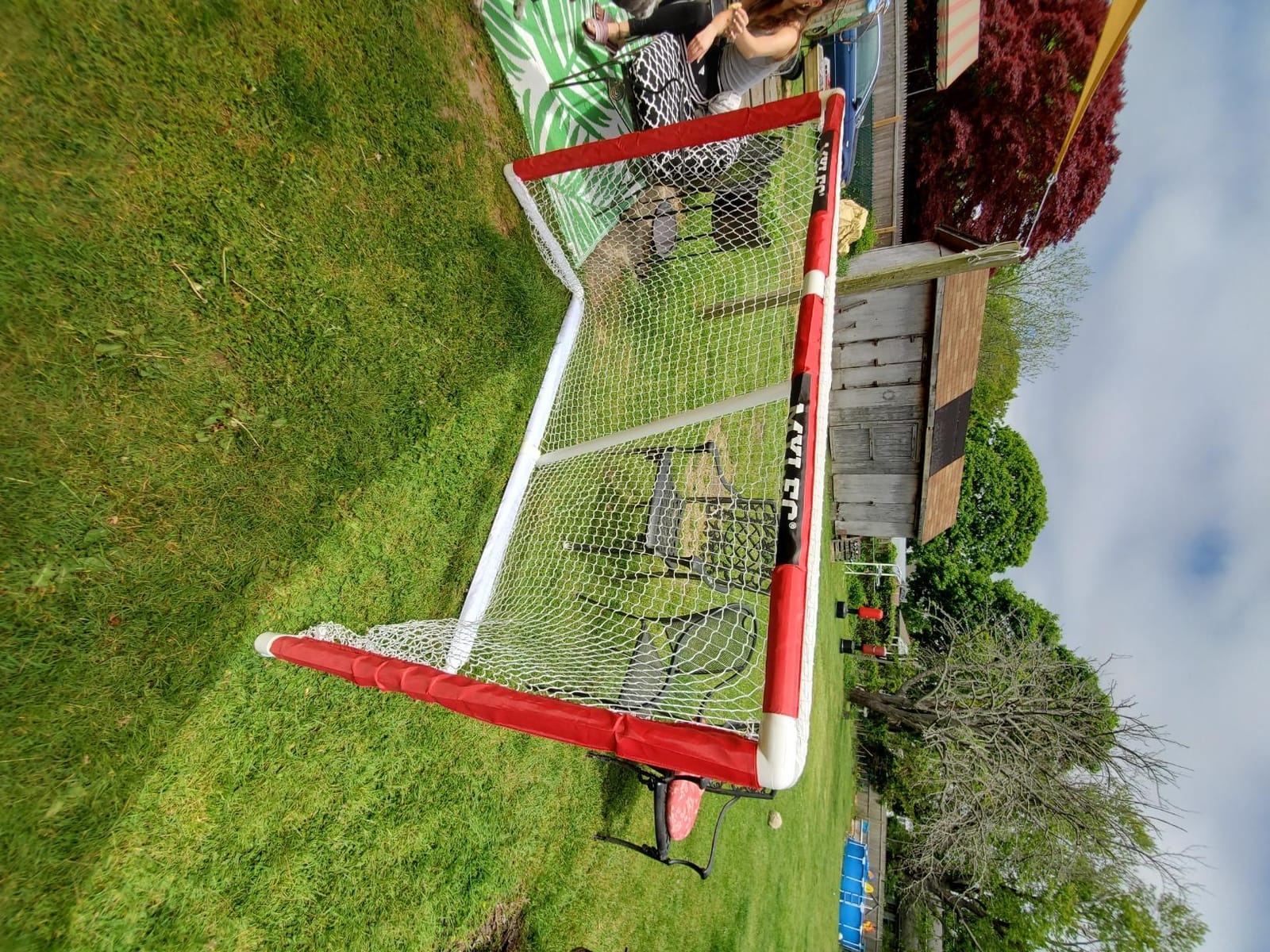 Mylec Official Regulation Sized PVC Hockey Goal for Indoor + Outdoor (6 x 4 Feet), Lightweight & Portable, Sleeve Netting System (Red, 14 Pounds) customer photo 1