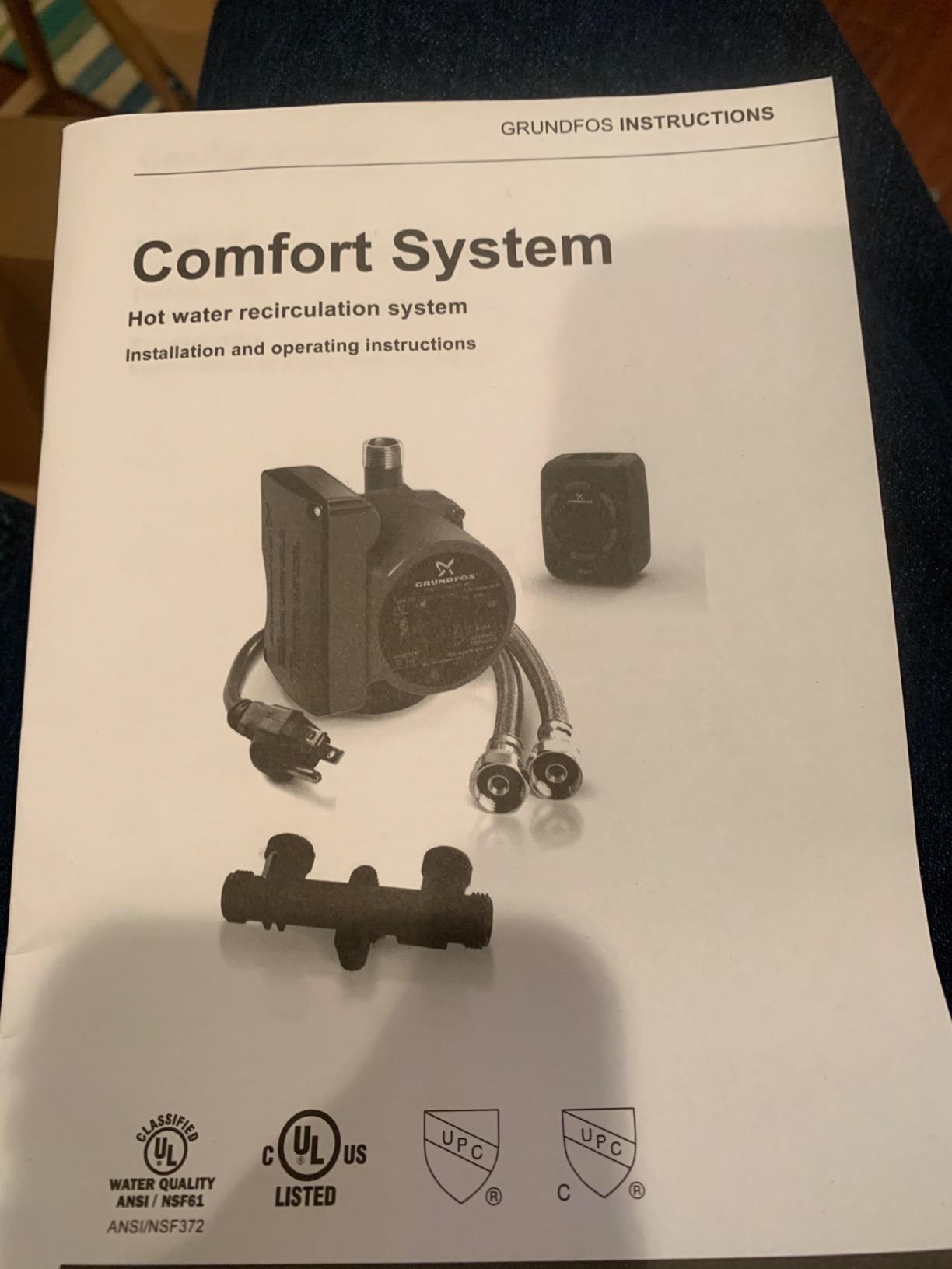 Grundfos GRU-595916 Recirculating Hot Water Pump Comfort System 25 Watts, Easy Install. Instant hot water throughout system. Entire Kit Included customer photo 2