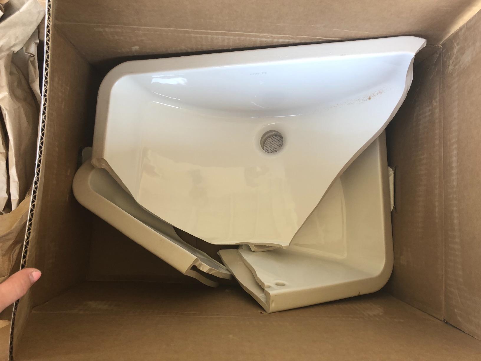 KOHLER 2214-0 Ladena Rectangular Undermount Bathroom Sink With Curved Bottom, 20-7/8