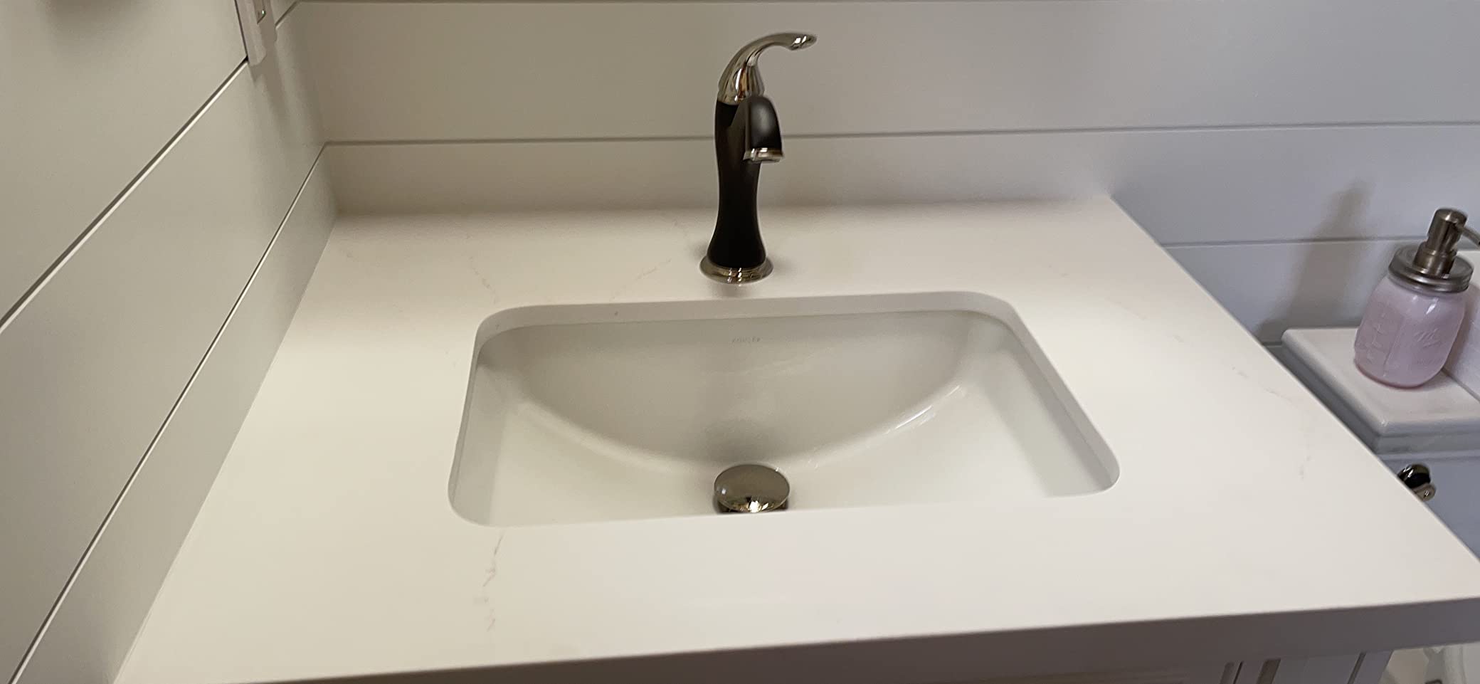 KOHLER 2214-0 Ladena Rectangular Undermount Bathroom Sink With Curved Bottom, 20-7/8