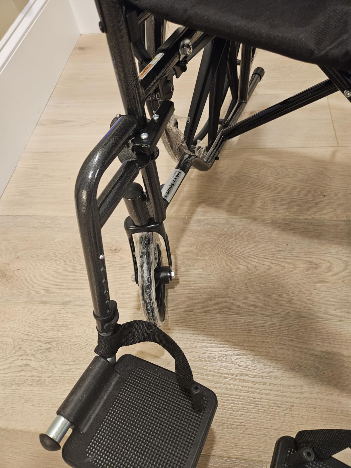 Drive Medical Silver Sport 1 Folding Transport Wheelchair, Black | Lightweight Folding Wheelchair Features Full Armrests and Removable Swing-Away Footrests customer photo 2