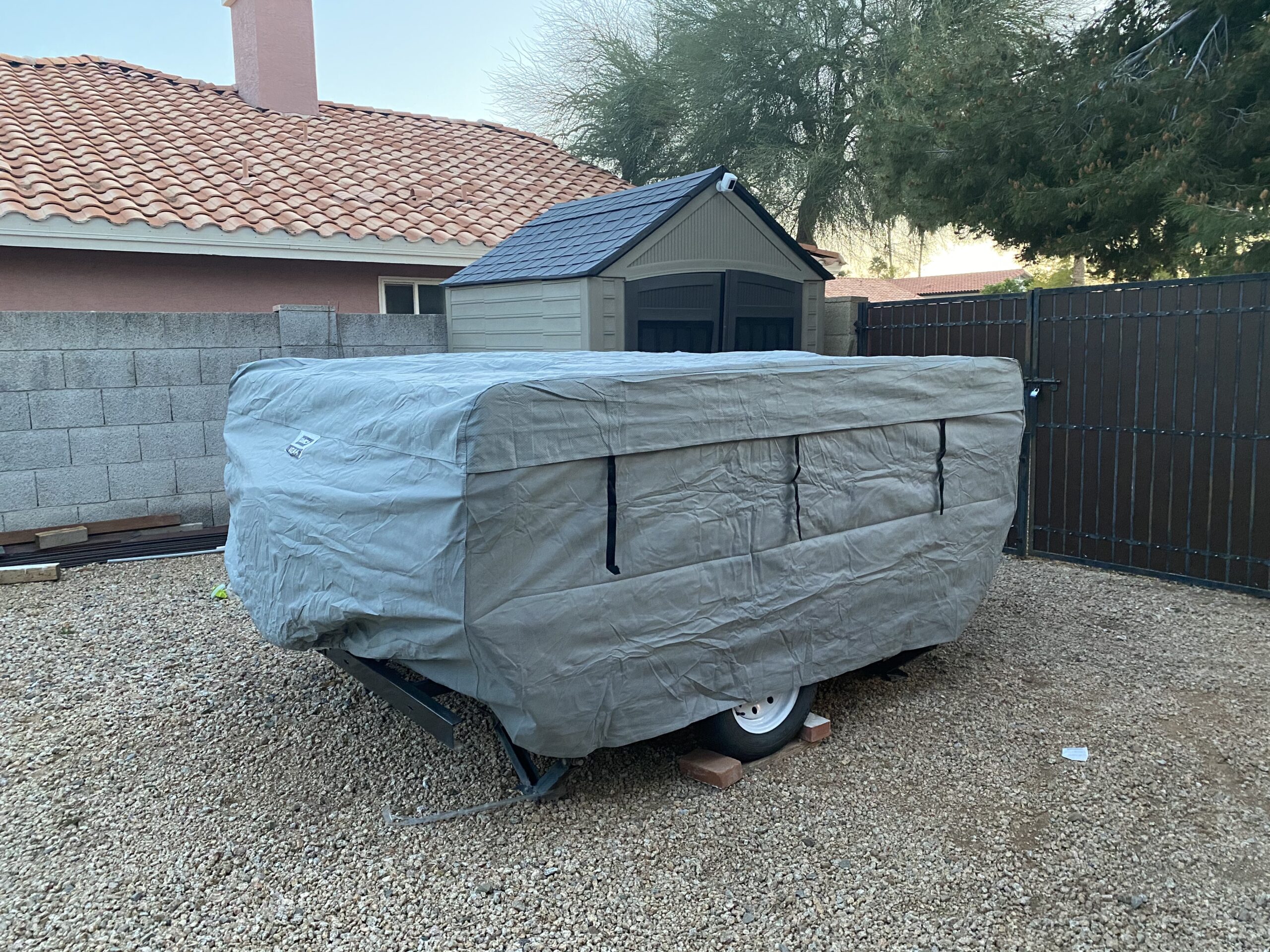 Camco ULTRAGuard 16-18-Ft Pop-Up Camper/RV Cover - Features Covered Air Vents & Cinching Straps - Crafted of Spunbond Polypropylene - Includes Storage Bag for RV Storage and Organization (45765) customer photo 2