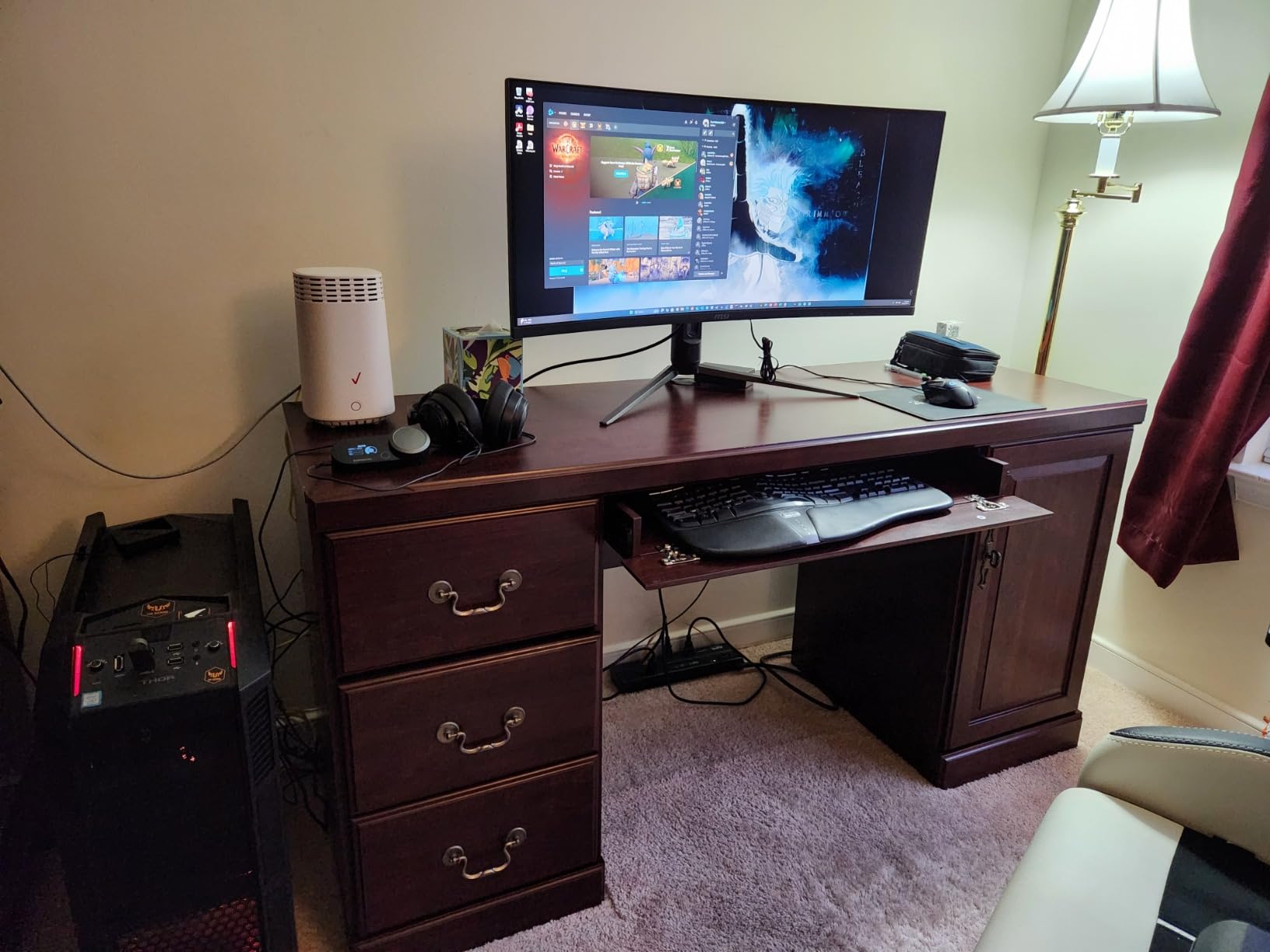 Sauder Heritage Hill Computer Credenza, Classic Cherry customer photo 2