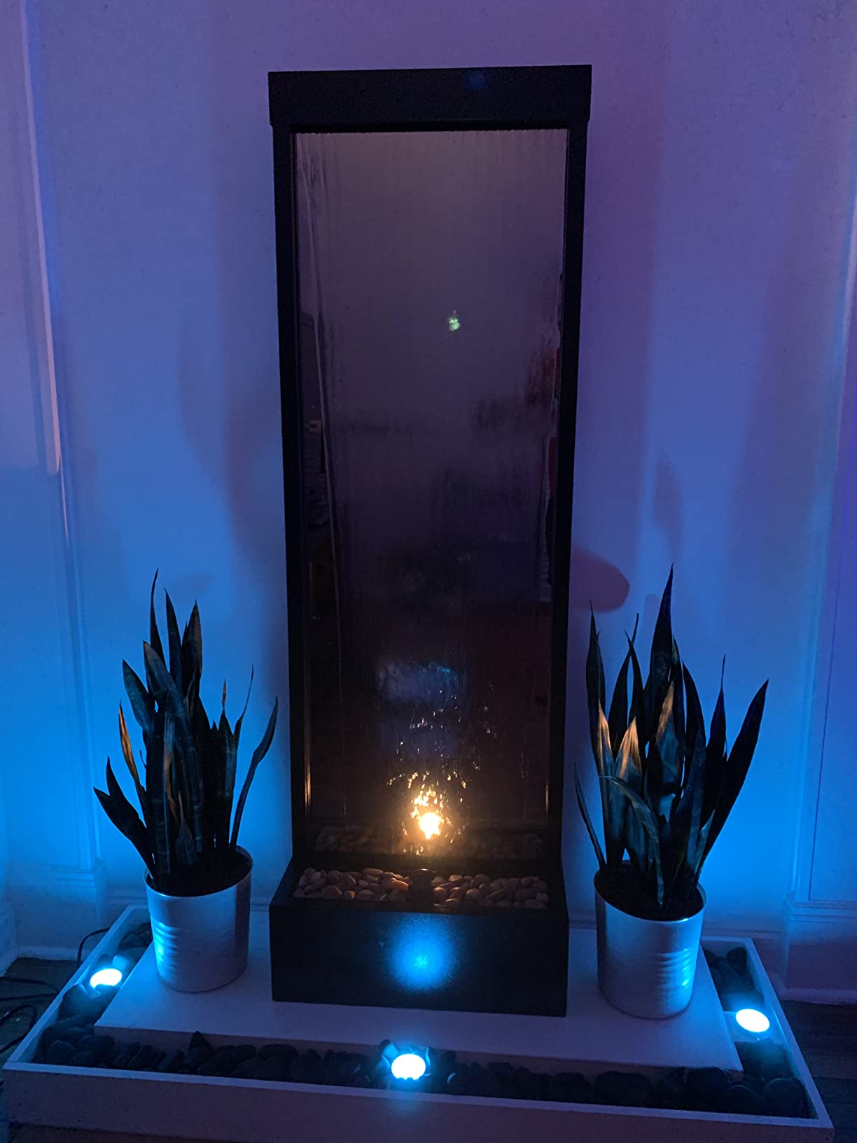 Alpine Corporation Mirror Waterfall Fountain with Stones and Lights - Zen Indoor/Outdoor Decor for Office, Living Room, Patio, Entryway - 72 Inches customer photo 1